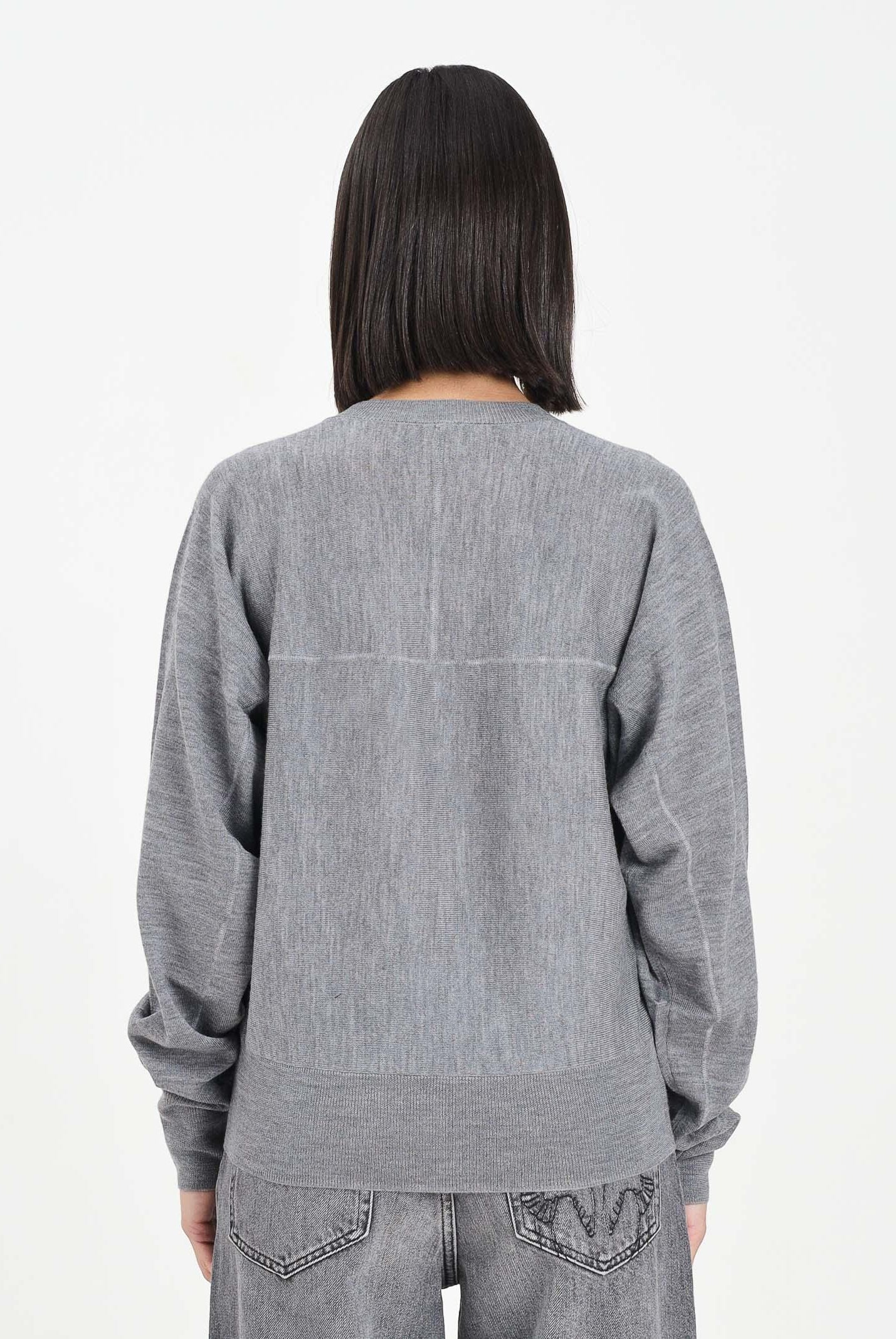 PINKO Maglioncino girocollo grigio da donna con logo Love Birds 105417A18M II2 PINKO