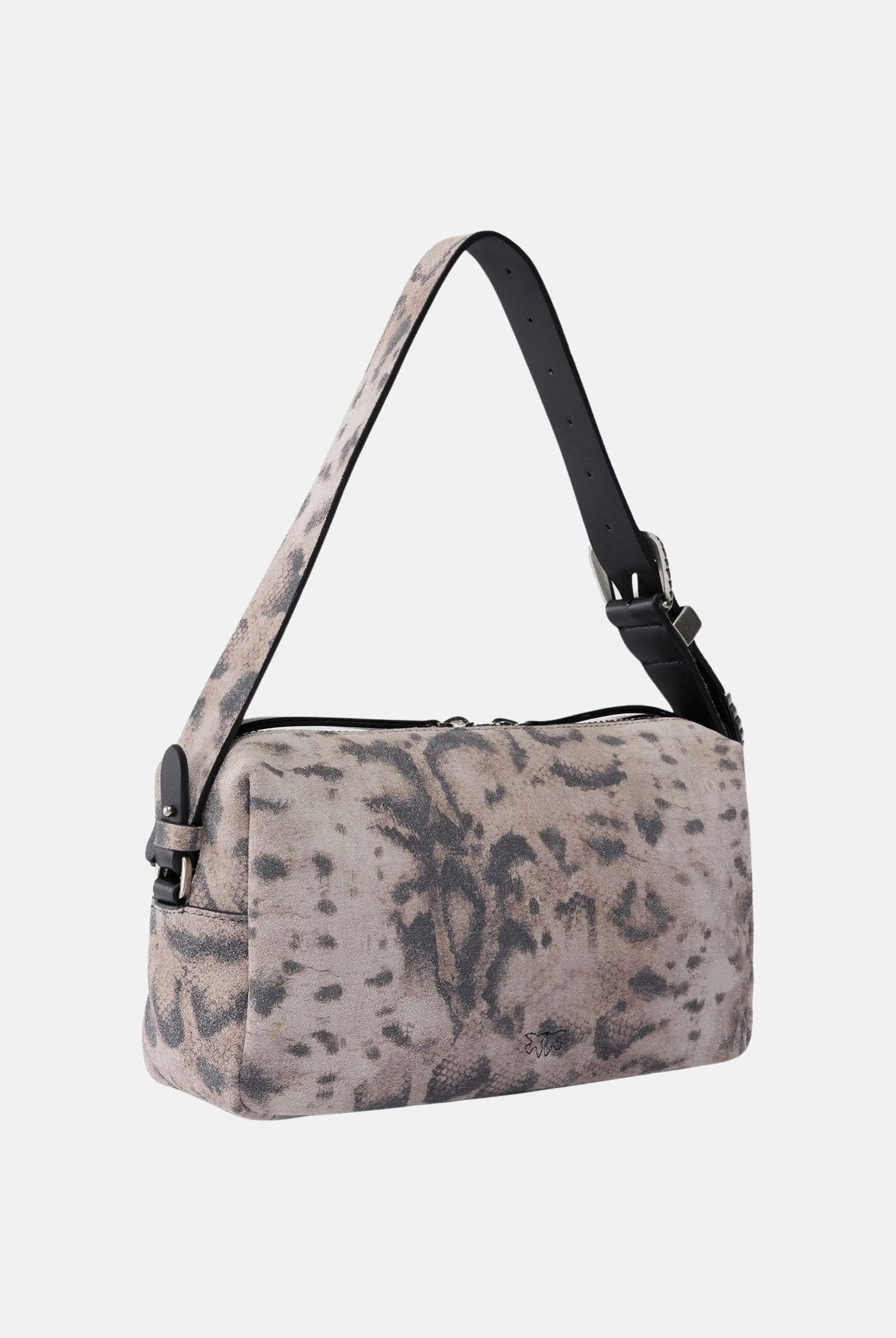 PINKO Borsa a spalla Tricotte grigia da donna con stampa animalier effetto pitone 106761A39V H8RO PINKO