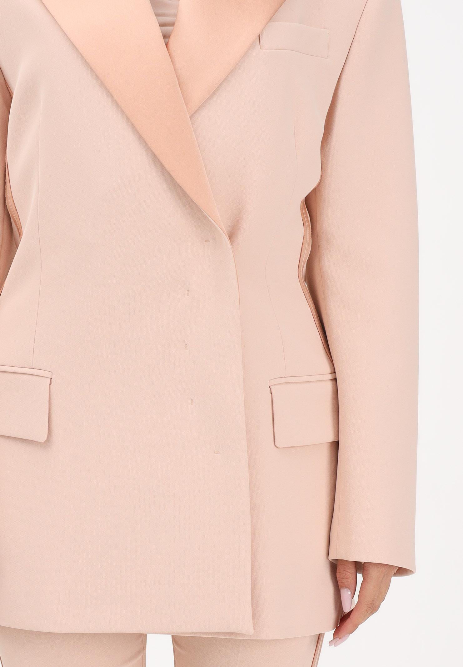 ELISABETTA FRANCHI Giacca doppiopetto nude da donna in crêpe leggero e raso GI24163E2 EA1 ELISABETTA FRANCHI