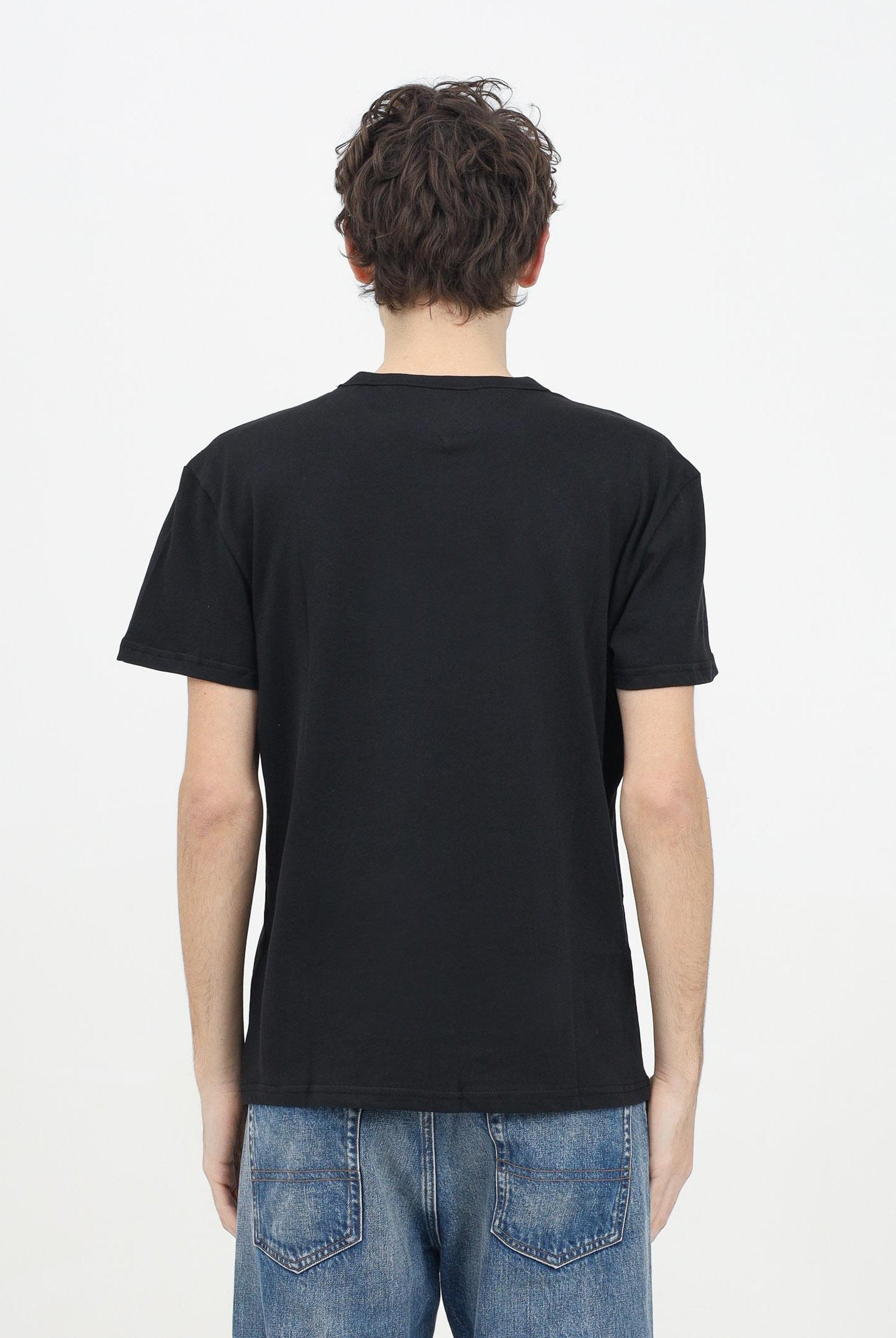 TOMMY JEANS T-shirt a manica corta nera da uomo con ricamo logo DM0DM20322 BDS TOMMY JEANS