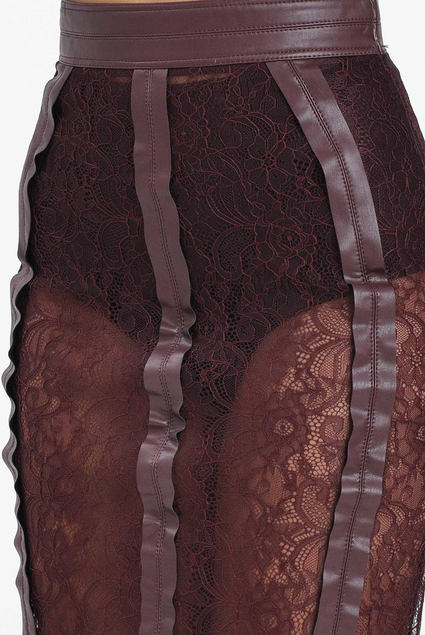 ELISABETTA FRANCHI Gonna midi in pizzo floreale bordeaux da donna GO14457E2 EA4 ELISABETTA FRANCHI