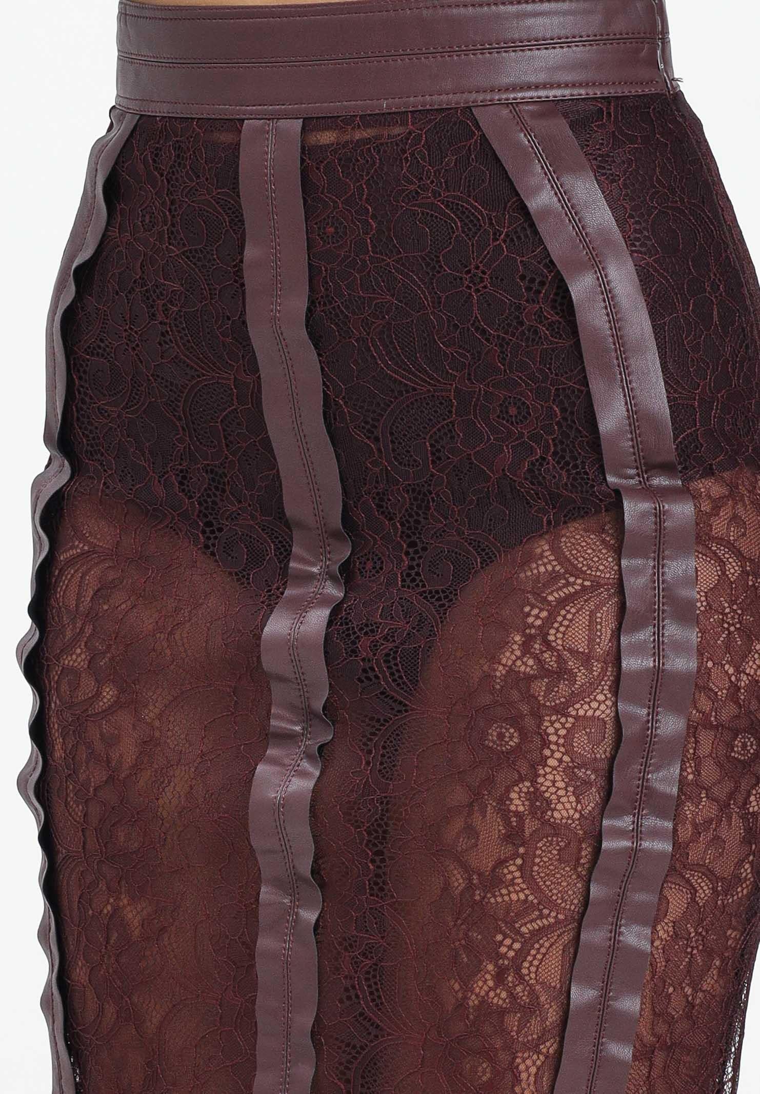 ELISABETTA FRANCHI Gonna midi in pizzo floreale bordeaux da donna GO14457E2 EA4 ELISABETTA FRANCHI