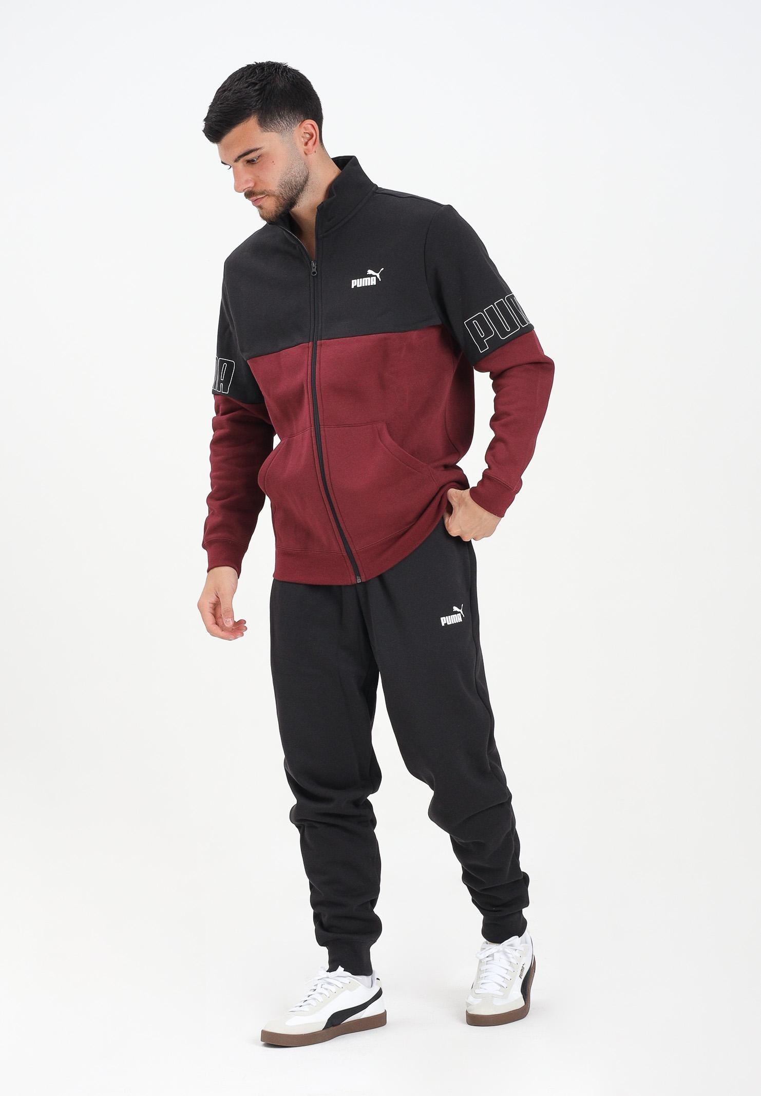 PUMA Tuta ESS COLORBLOCK bordeaux e nera da uomo 691994 96 PUMA