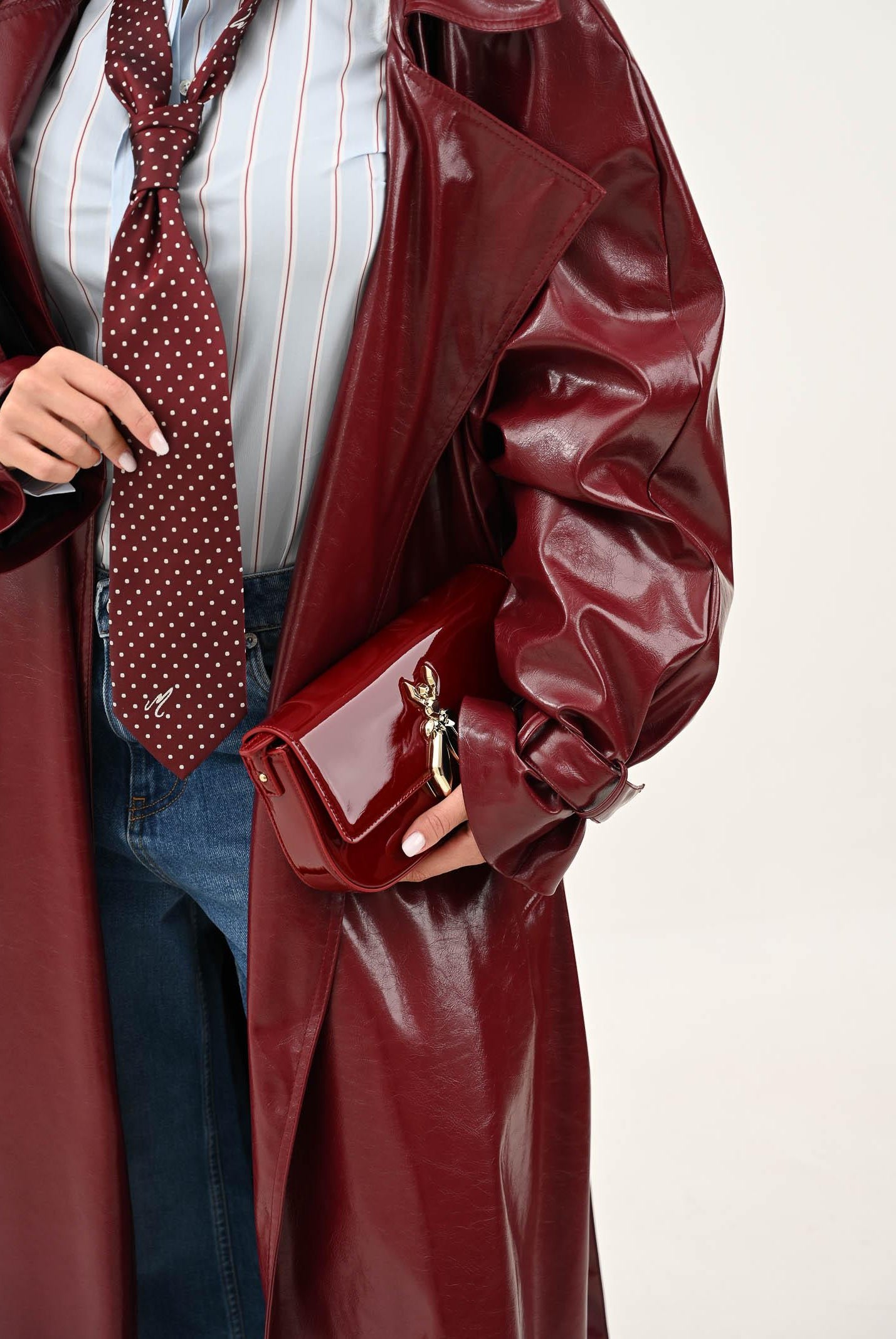 MAR DE MARGARITAS Cravatta bordeaux da donna con fantasia a micro pois MMACW00022 RS19 Mar de margaritas