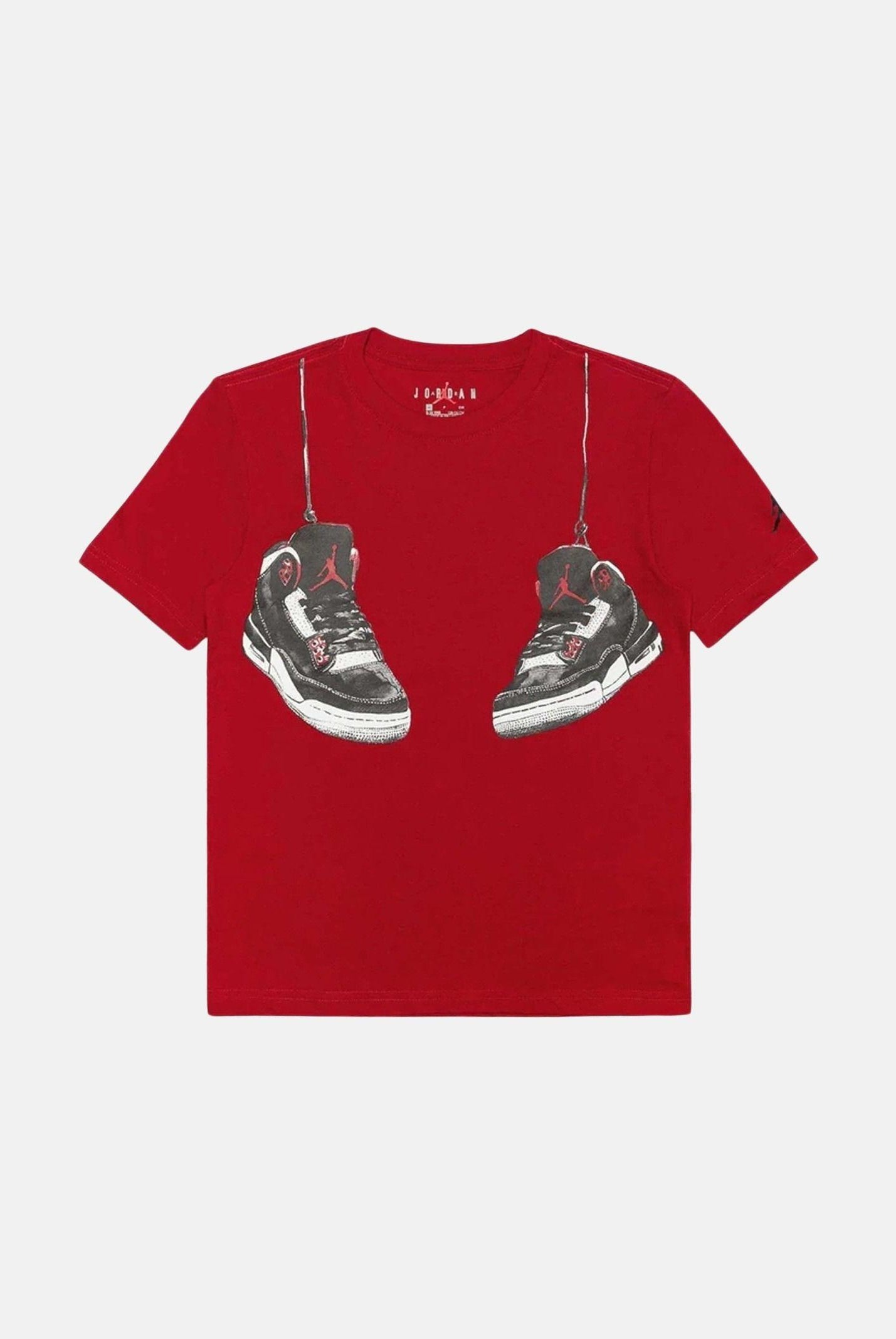 JORDAN T-shirt a manica corta Hanging AJ3 rossa per bambino e bambina 95F483 R78 JORDAN