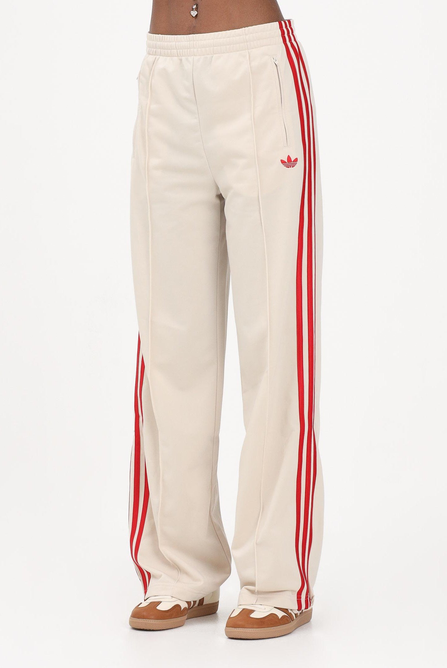 ADIDAS ORIGINALS Pantalone sportivo Firebird beige e rosso da donna KT4629 . ADIDAS ORIGINALS