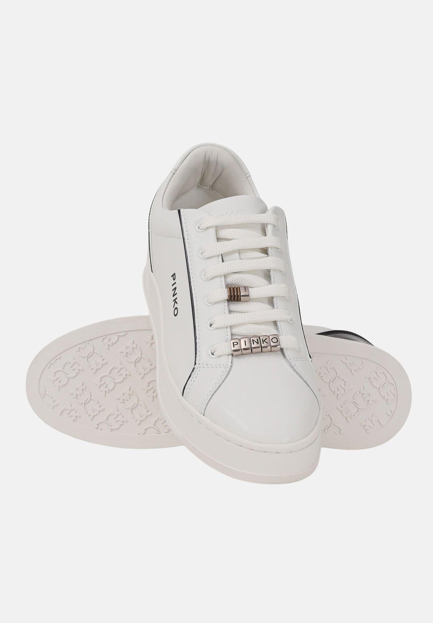 PINKO Sneakers bianche da donna con dettagli specchiati neri SS0131P001ZX9 ZX9 PINKO