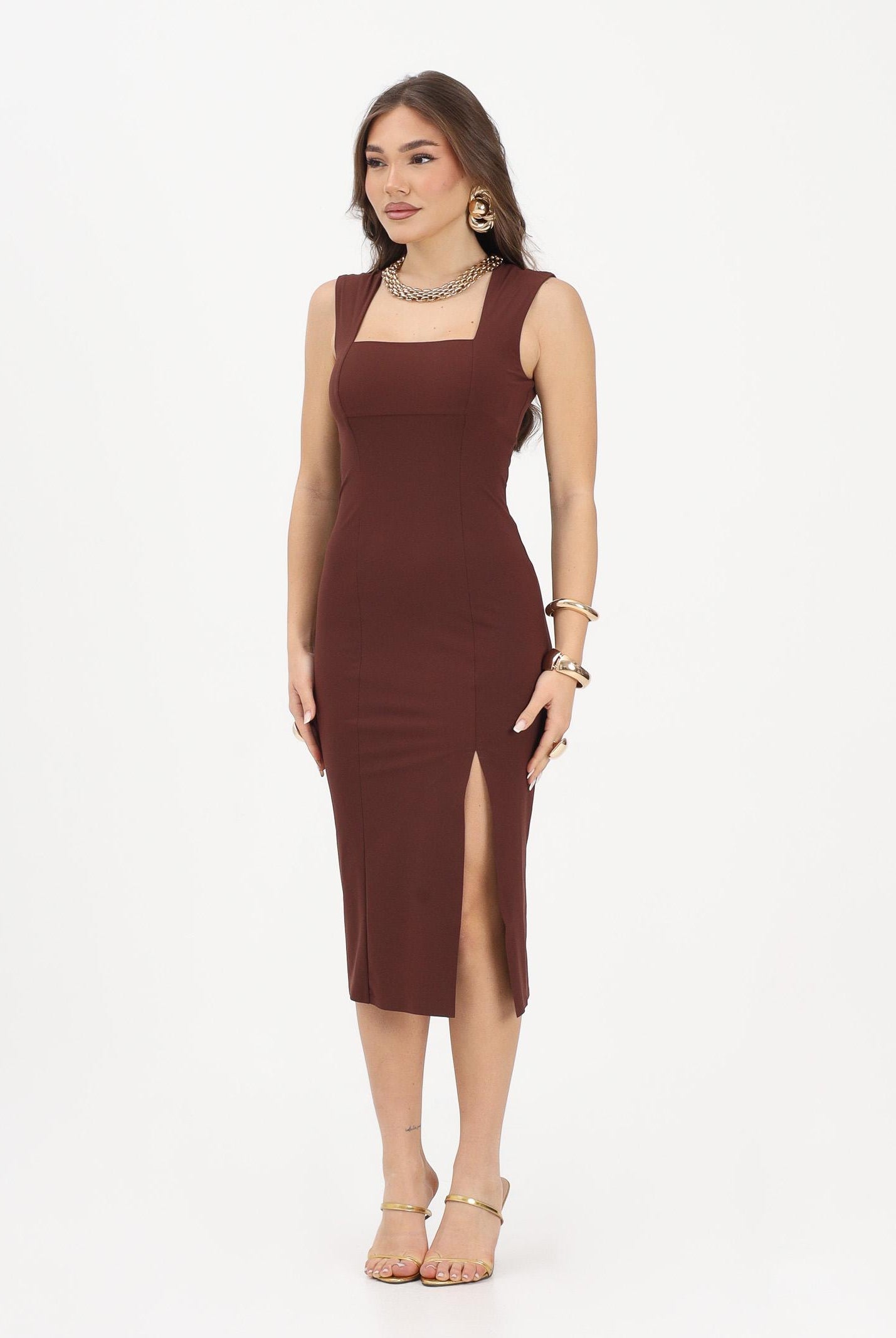 PATRIZIA PEPE Abito midi marrone da donna 2A3010JZ26 B887 PATRIZIA PEPE