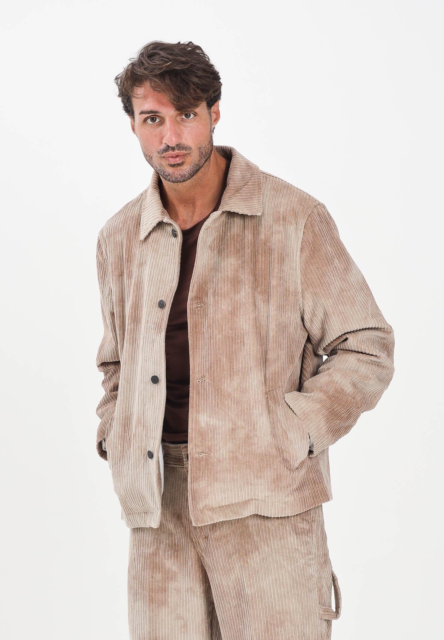I'M BRIAN Giacca da uomo in velluto a coste color beige effetto tie-dye GIU3463 0025 I'M BRIAN