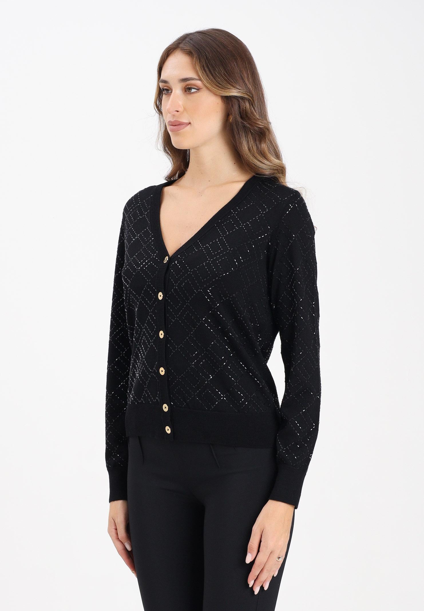 ELISABETTA FRANCHI Cardigan nero da donna con cristalli<BR/> MK26B56E2 188 ELISABETTA FRANCHI