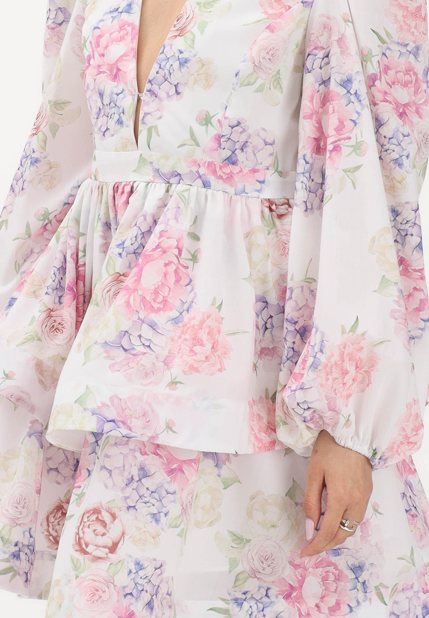 ODI ODI Abito corto bianco da donna con stampa floreale LICOSA110S6 M7 ODI ODI