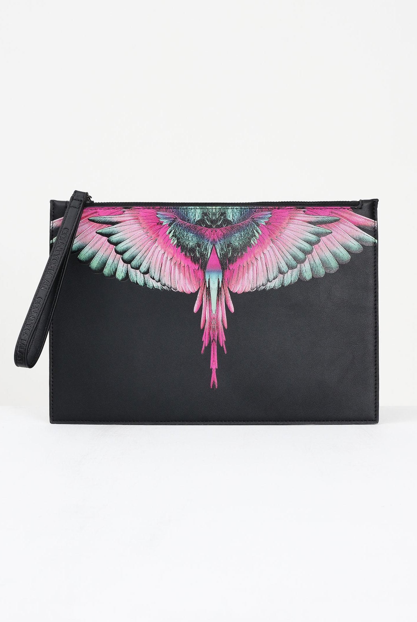 MARCELO BURLON COUNTY OF MILAN Pochette a mano nera per uomo e donna con stampa COMAF250134 MARCELO BURLON COUNTY OF MILAN