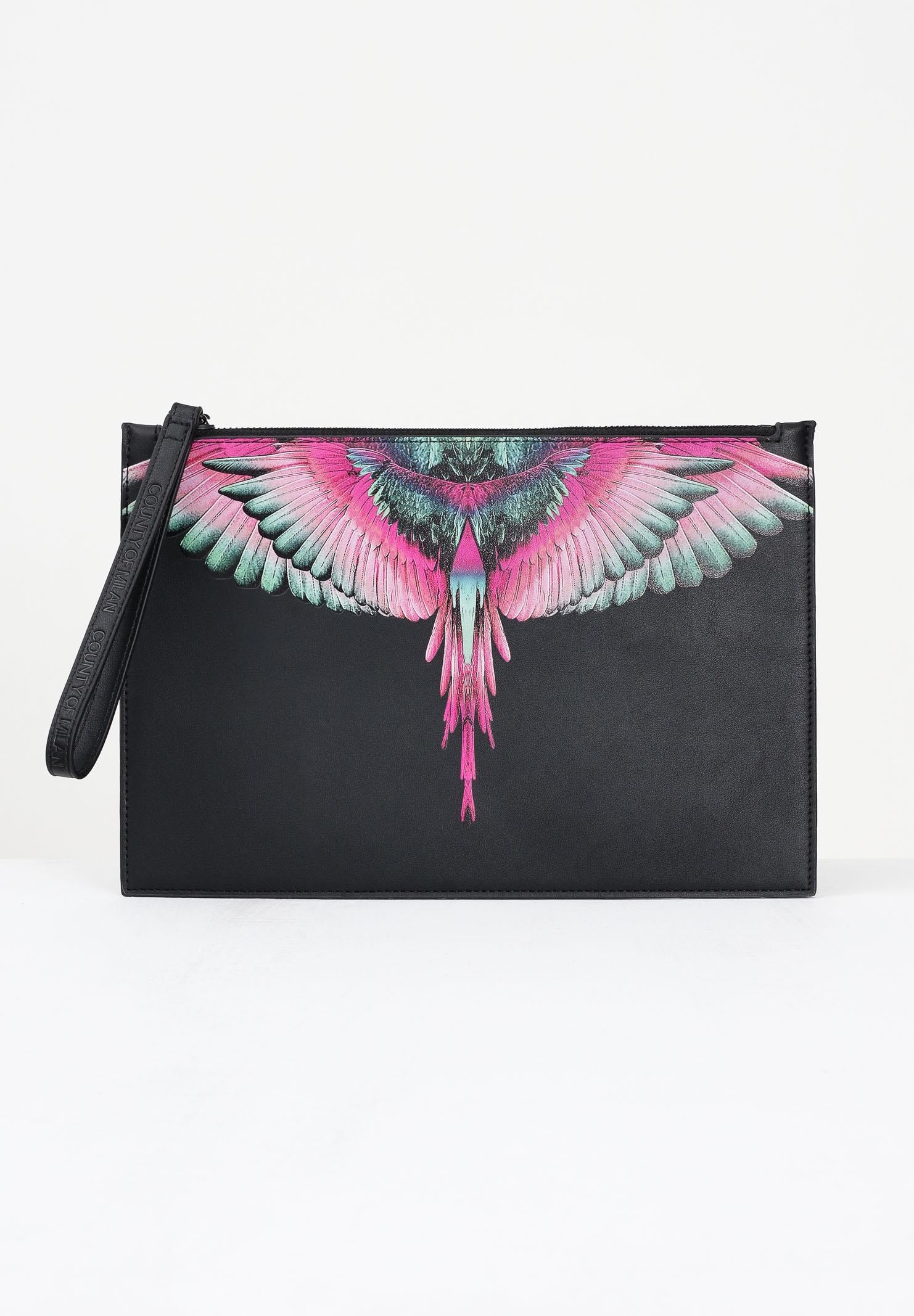 MARCELO BURLON COUNTY OF MILAN Pochette a mano nera per uomo e donna con stampa COMAF250134 MARCELO BURLON COUNTY OF MILAN