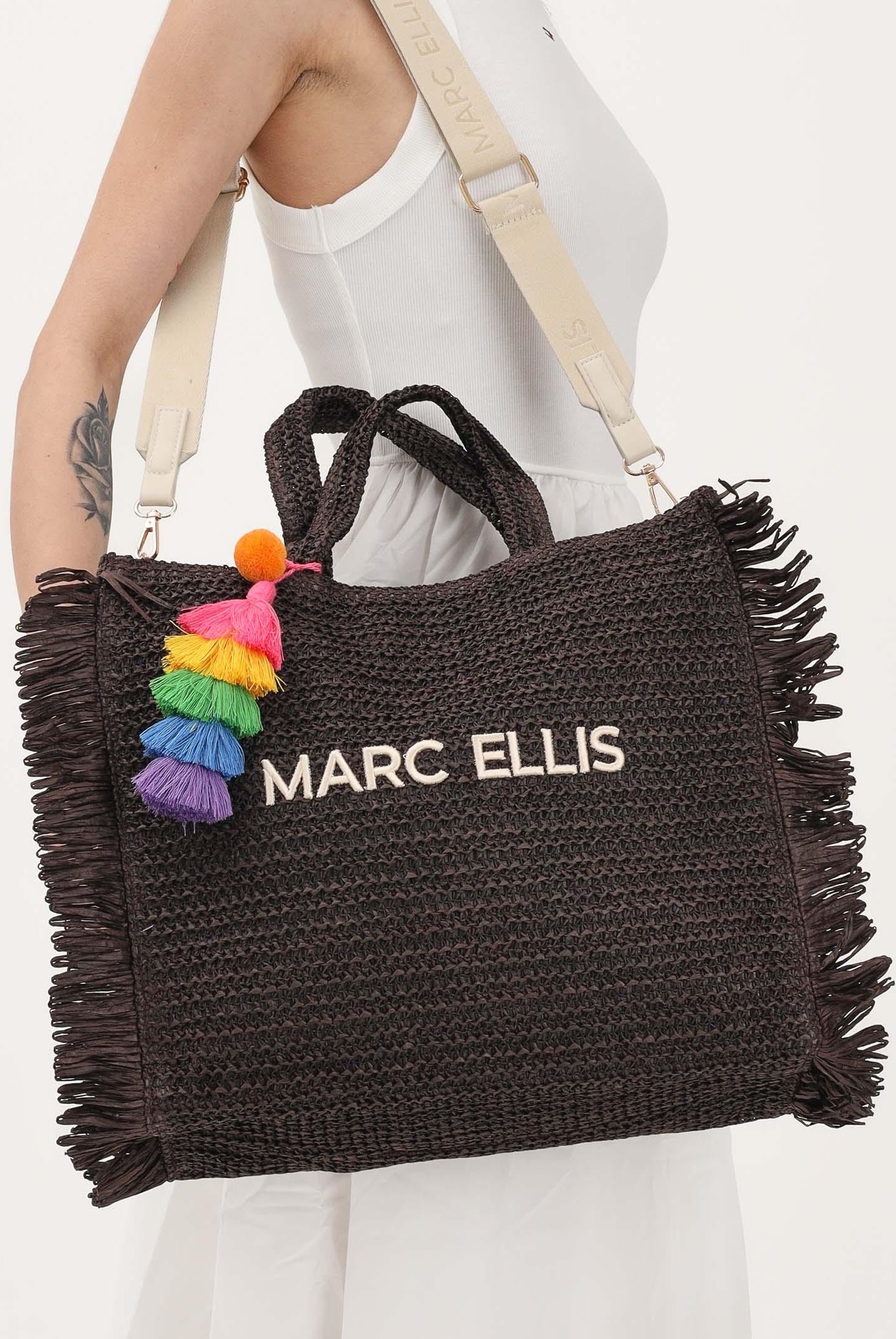 MARC ELLIS Borsa BUBY S CLAIRE L in rafia marrone da donna BUBY-S-CLAIRE-L MO MARC ELLIS