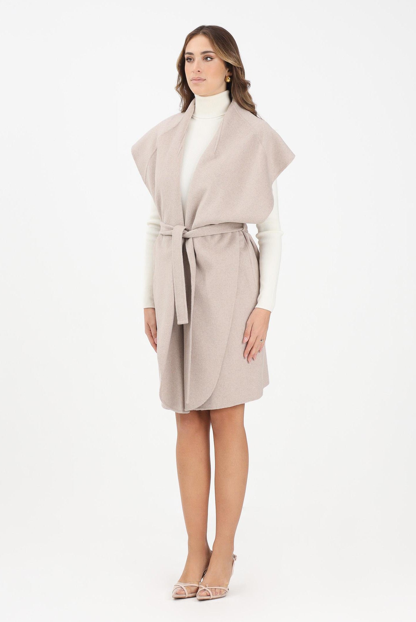 VICOLO Cappotto smanicato beige da donna TF0056 FU114 VICOLO