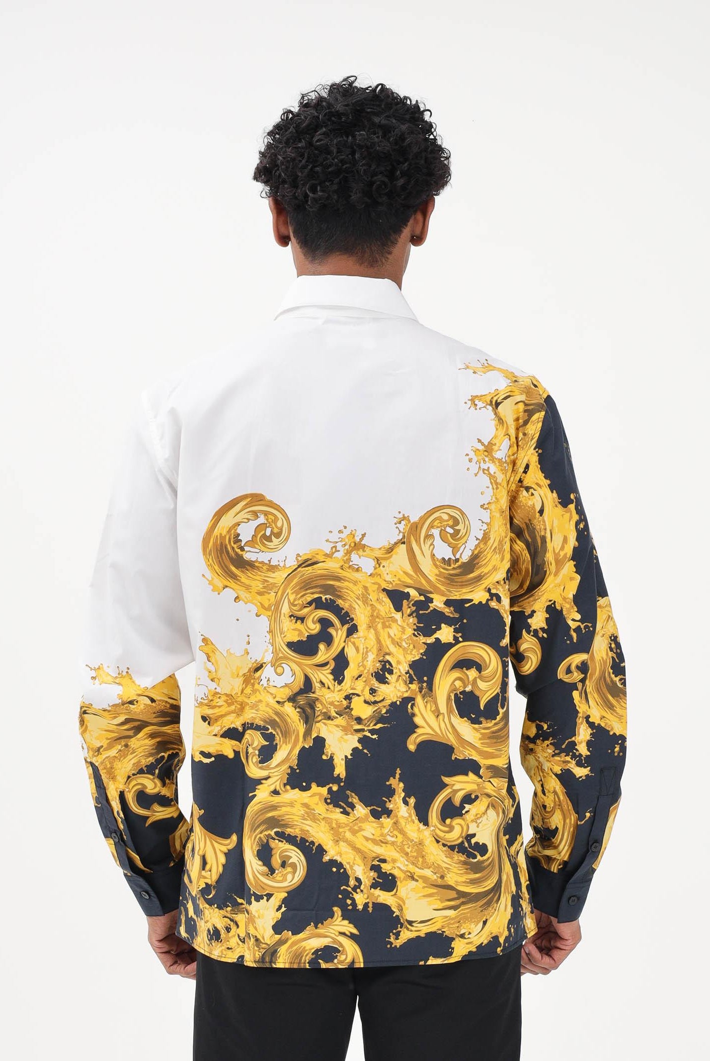 VERSACE JEANS COUTURE Camicia a manica lunga bianca da uomo con stampa Wave Couture 80GAL2RBNS784 GL2 VERSACE JEANS COUTURE