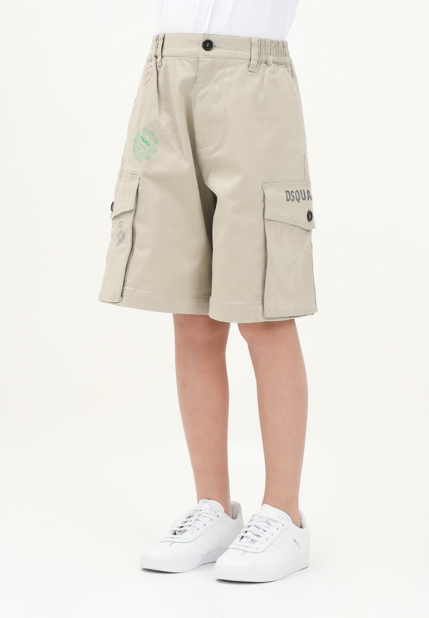 DSQUARED2 Bermuda cargo beige per donna, ragazzi e bambini DQ2773D0093 DQ717 DSQUARED2