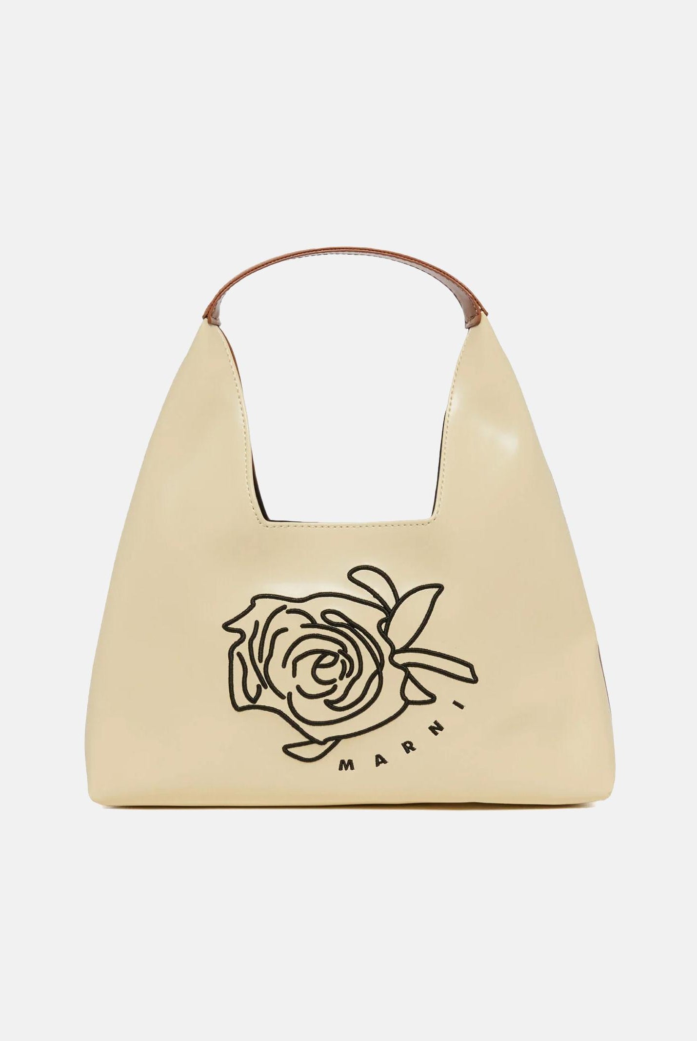 MARNI Borsa a mano Diamond beige e cuoio da donna con motivo floreale ricamato M01837M00TK 0M105 MARNI