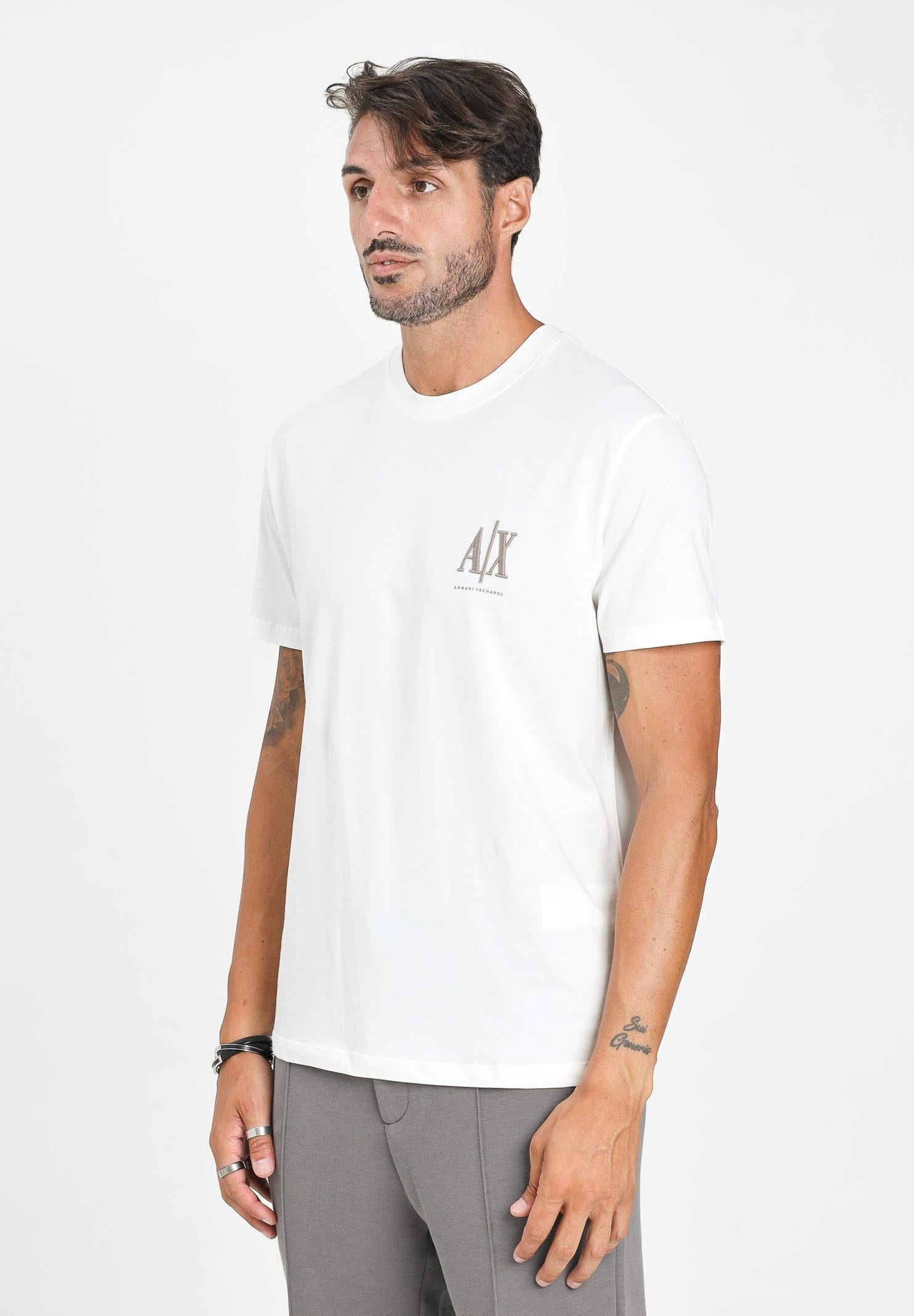 ARMANI EXCHANGE T-shirt a manica corta bianca da uomo con ricamo logo XM000365AF12308 U0009 ARMANI EXCHANGE