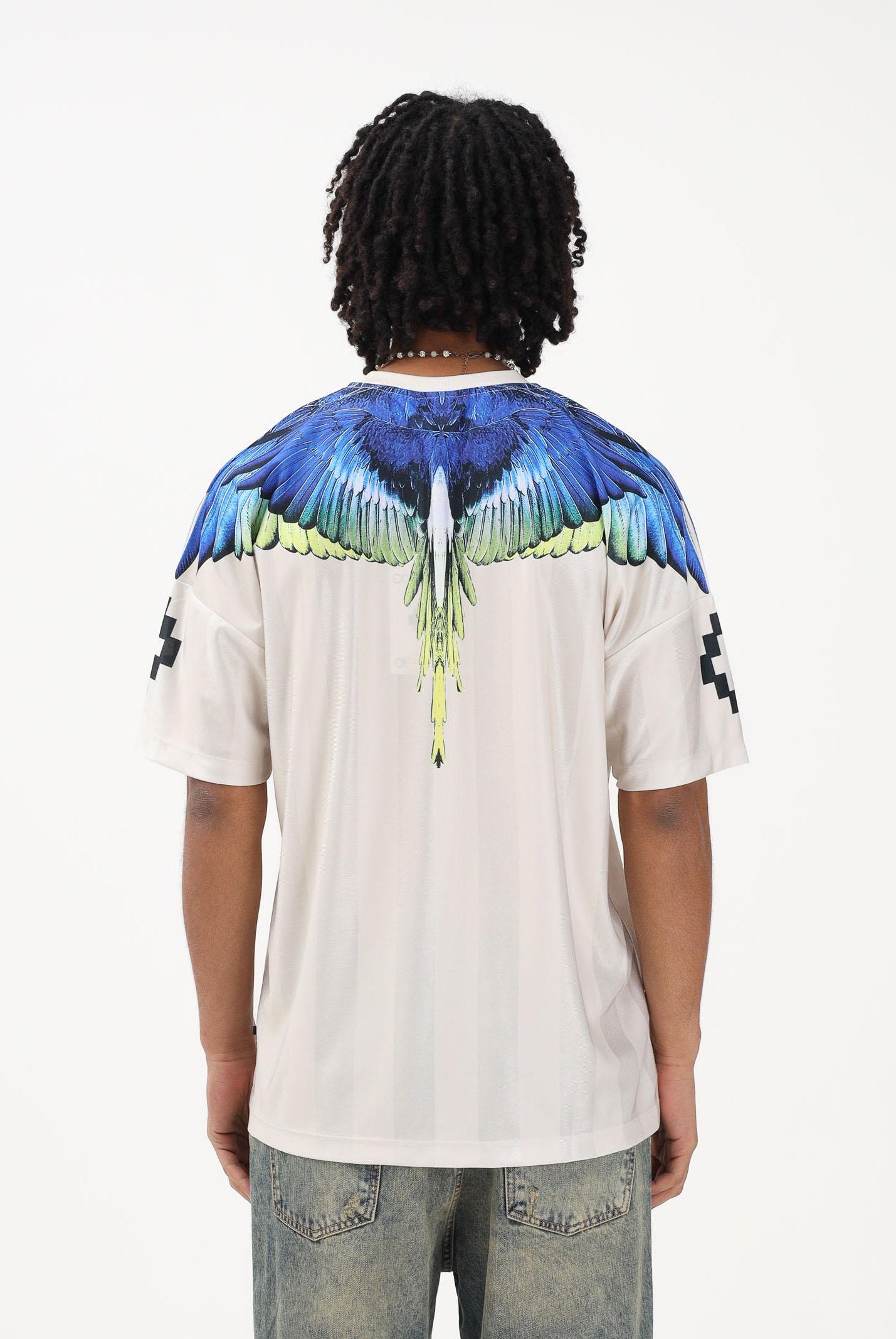 MARCELO BURLON COUNTY OF MILAN T-shirt a manica corta beige da uomo con stampa S6CMMATH086 412 MARCELO BURLON COUNTY OF MILAN