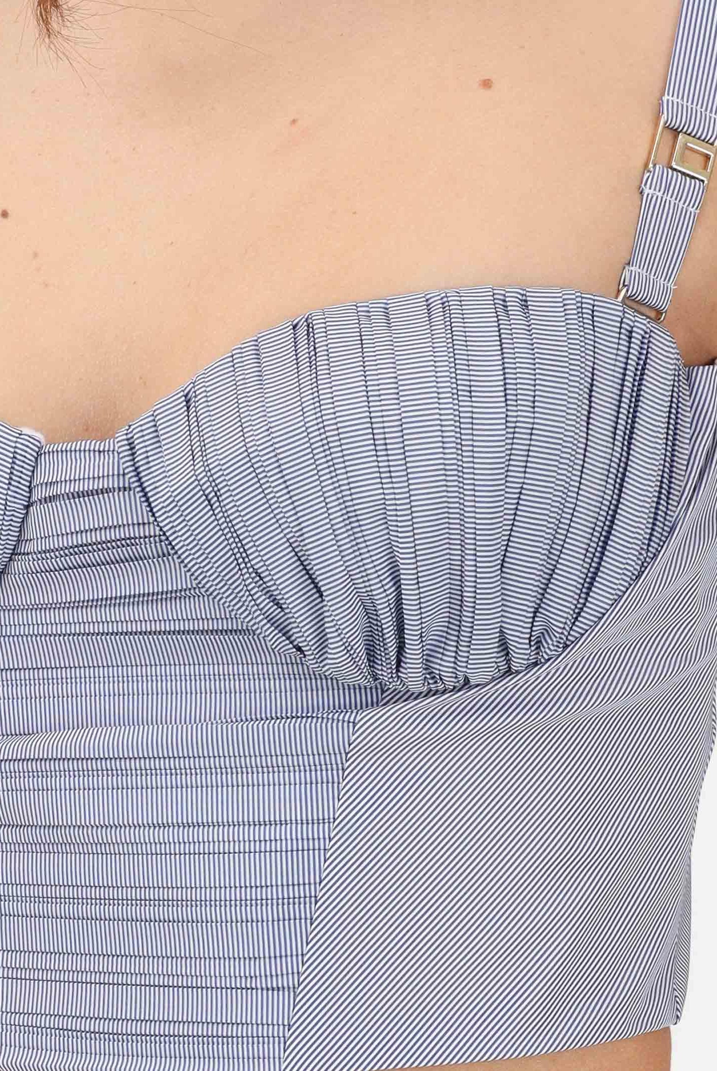 ELISABETTA FRANCHI Corpetto blu da donna con motivo a righe bianche TO05362E2 019 ELISABETTA FRANCHI