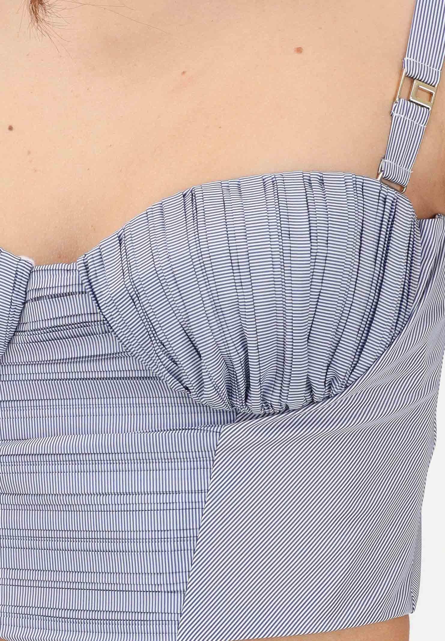 ELISABETTA FRANCHI Corpetto blu da donna con motivo a righe bianche TO05362E2 019 ELISABETTA FRANCHI