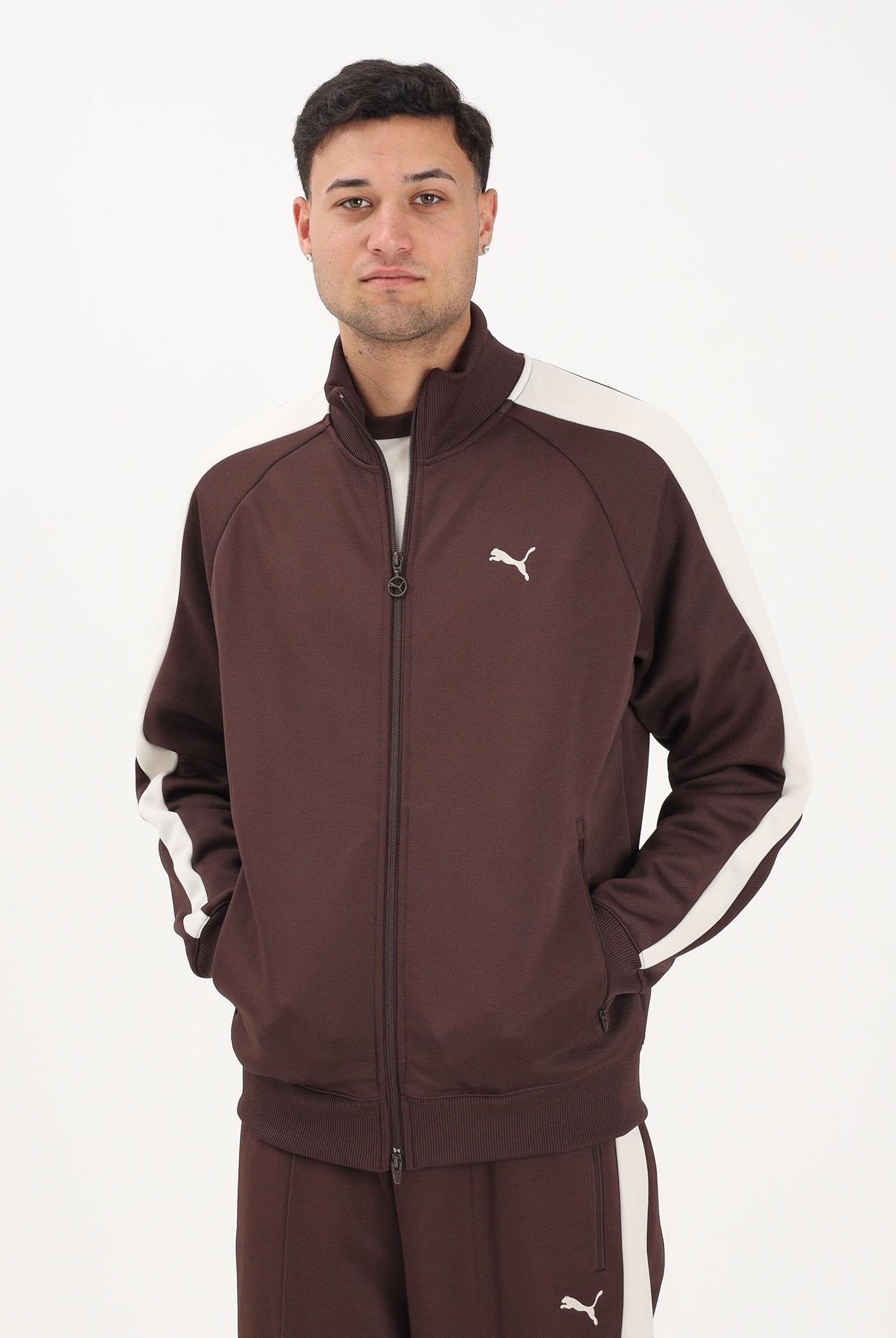 PUMA Felpa con zip T7 ALWAYS ON marrone da uomo 629587 31 PUMA
