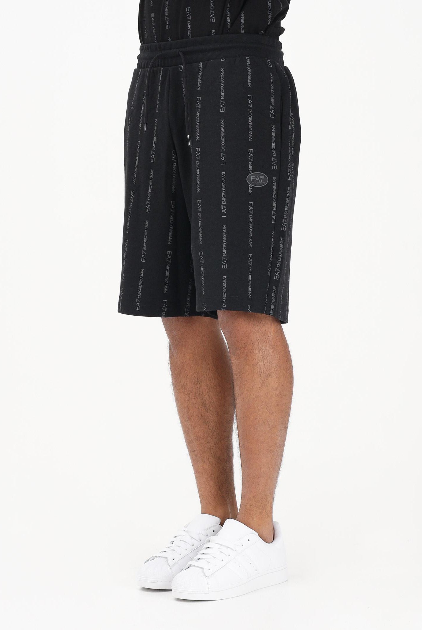 EA7 Shorts sportivo nero da uomo con stampa all-over del logo 7M001393AF12660 FC039 EA7