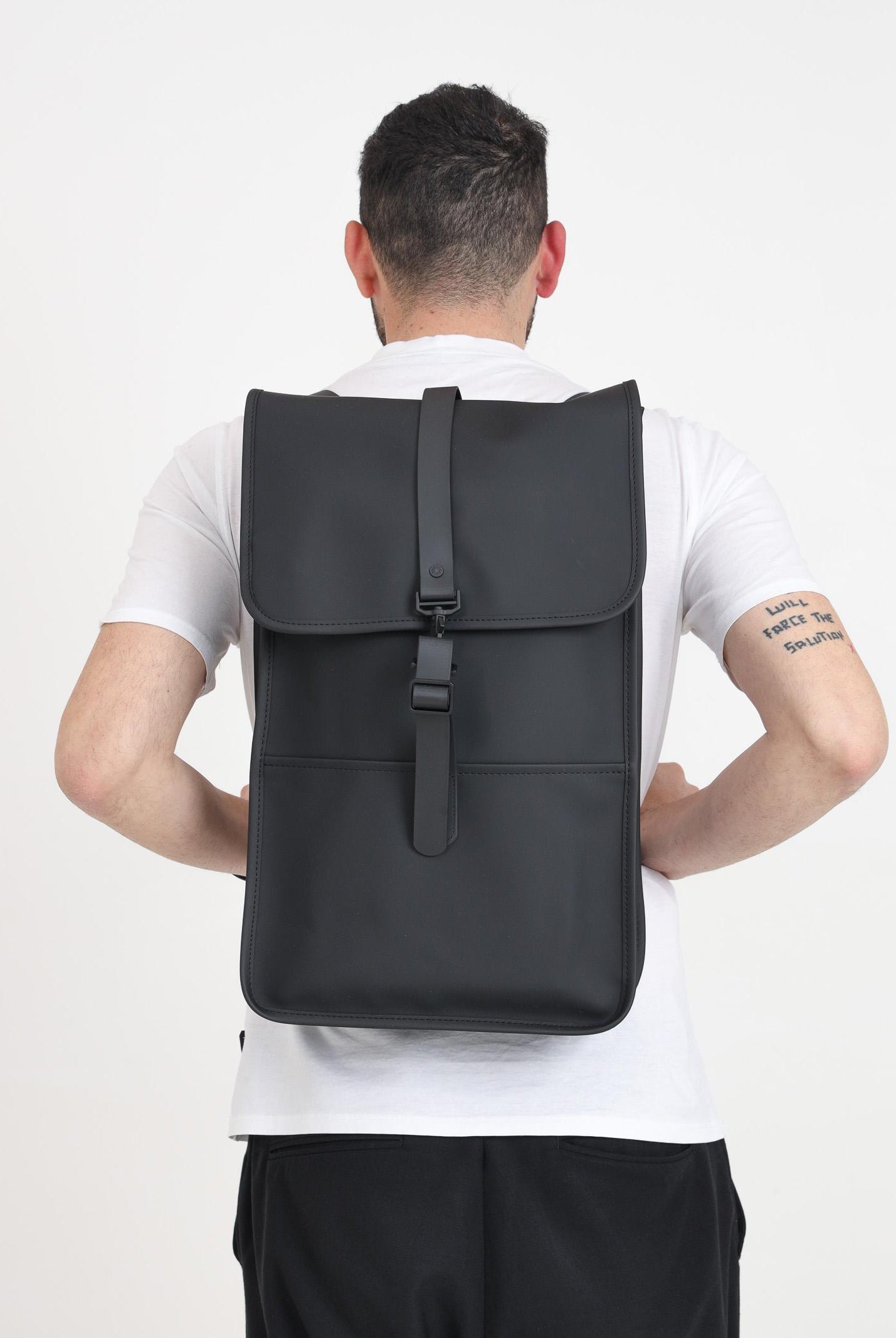 RAINS Zaino nero per uomo e donna RA13000 BLA RAINS