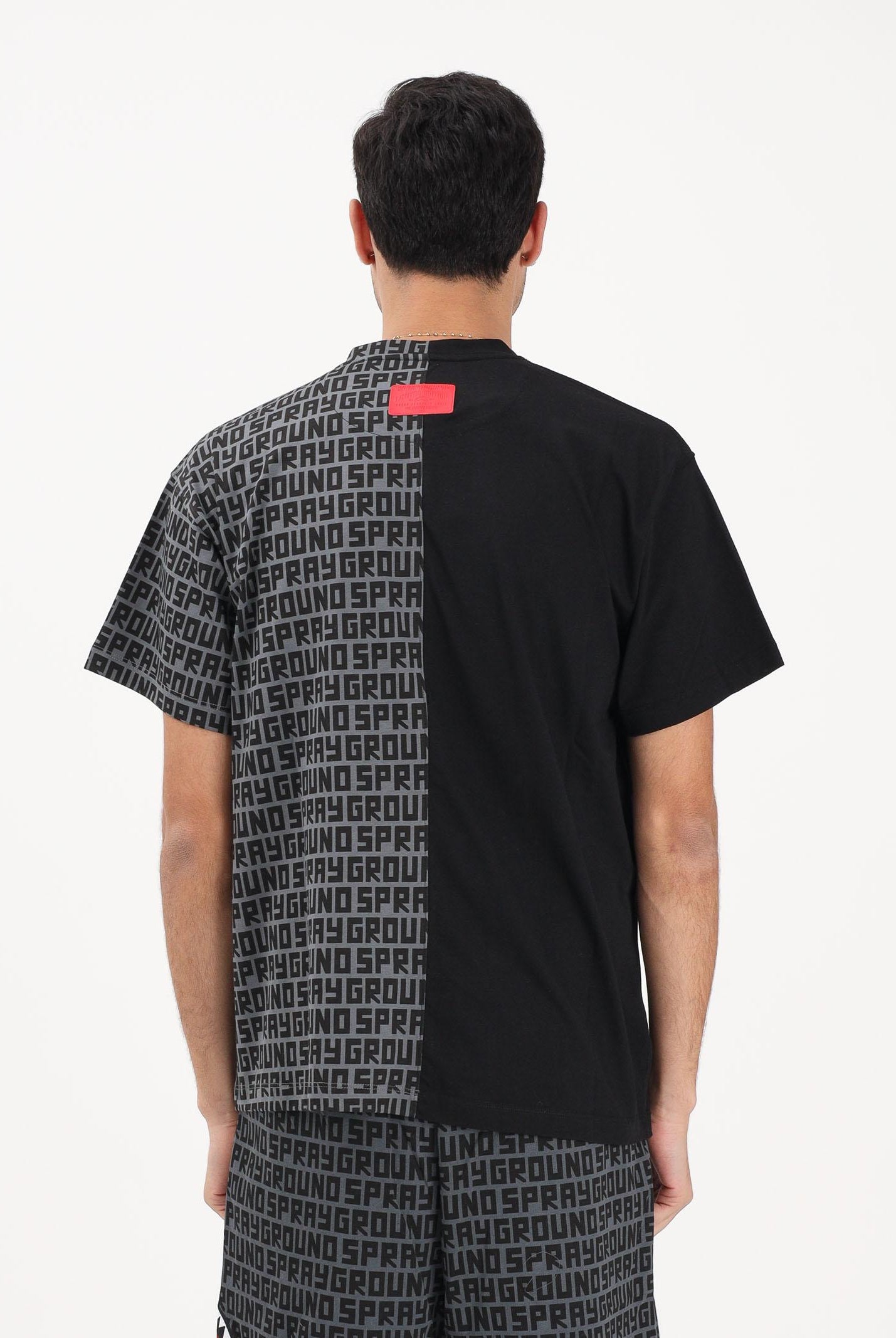SPRAYGROUND T-shirt a manica corta grigia e nera da uomo SP851 . SPRAYGROUND