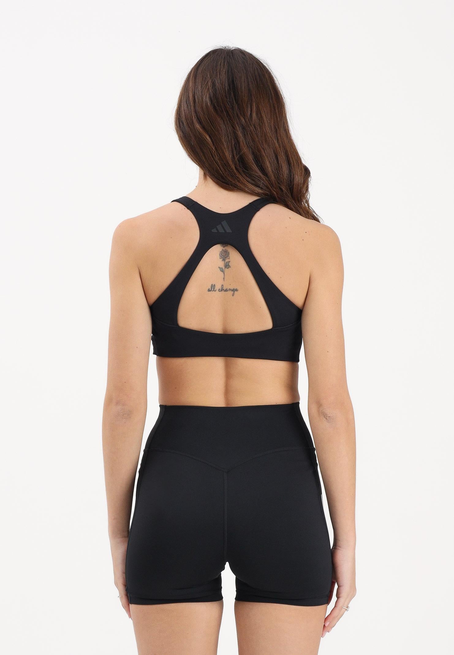 ADIDAS PERFORMANCE Top sportivo Optime Workout 3-Stripes Medium Support nero da donna JX5006 . ADIDAS PERFORMANCE