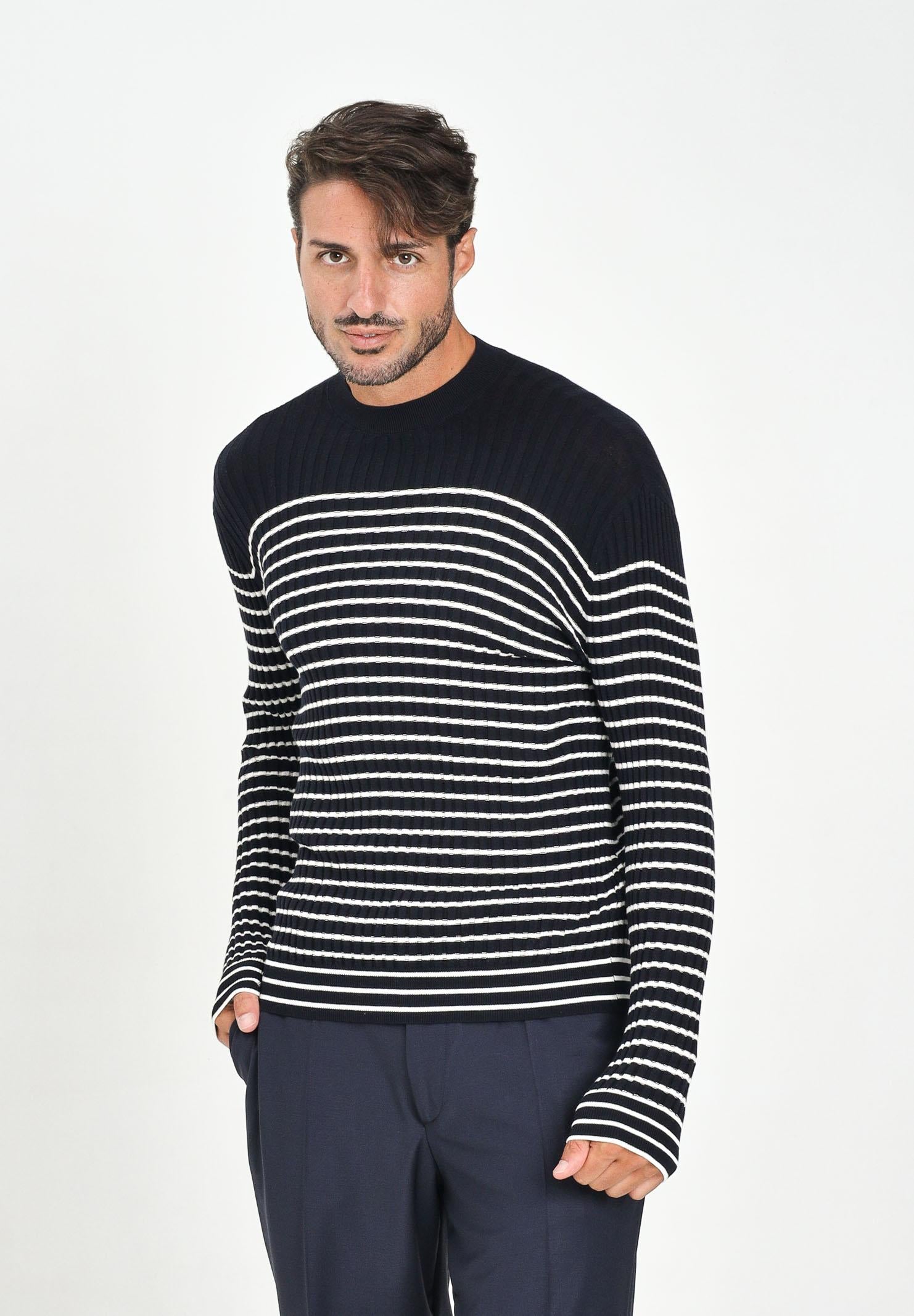 ARMANI EXCHANGE Maglioncino girocollo blu da uomo con motivo a righe XM001876AF11960 FB056 ARMANI EXCHANGE