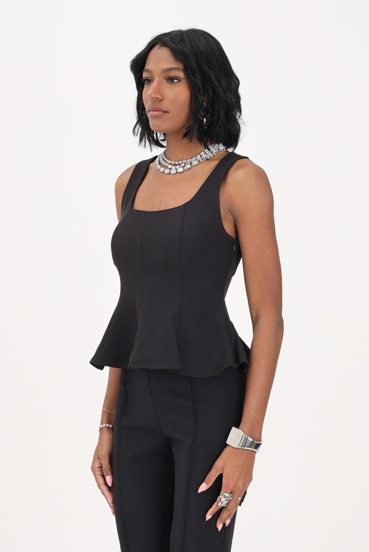 ONLY Top nero da donna con scollo squadrato 15367275 BL ONLY