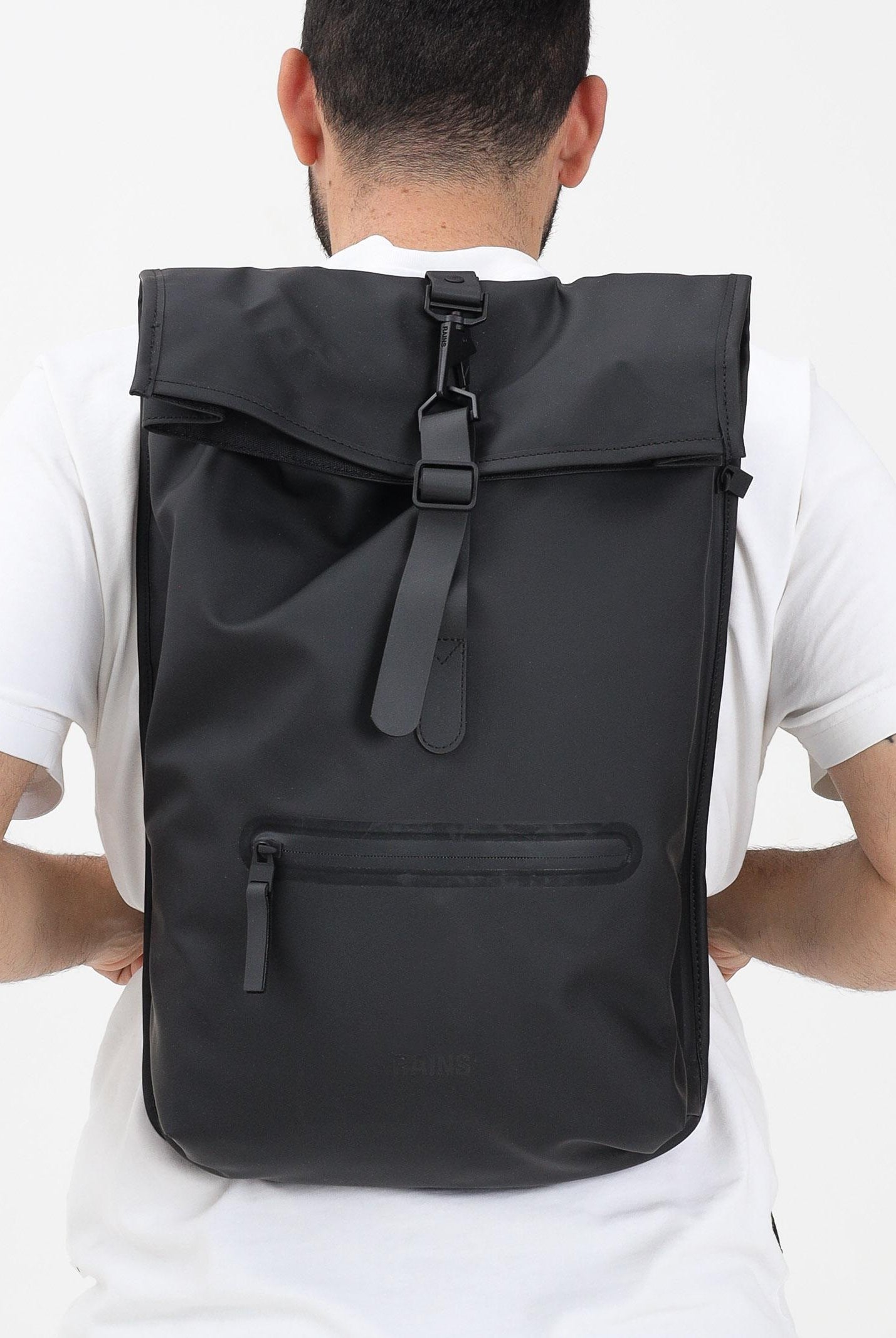 RAINS Zaino Rolltop nero per uomo e donna RA13320 BLA RAINS