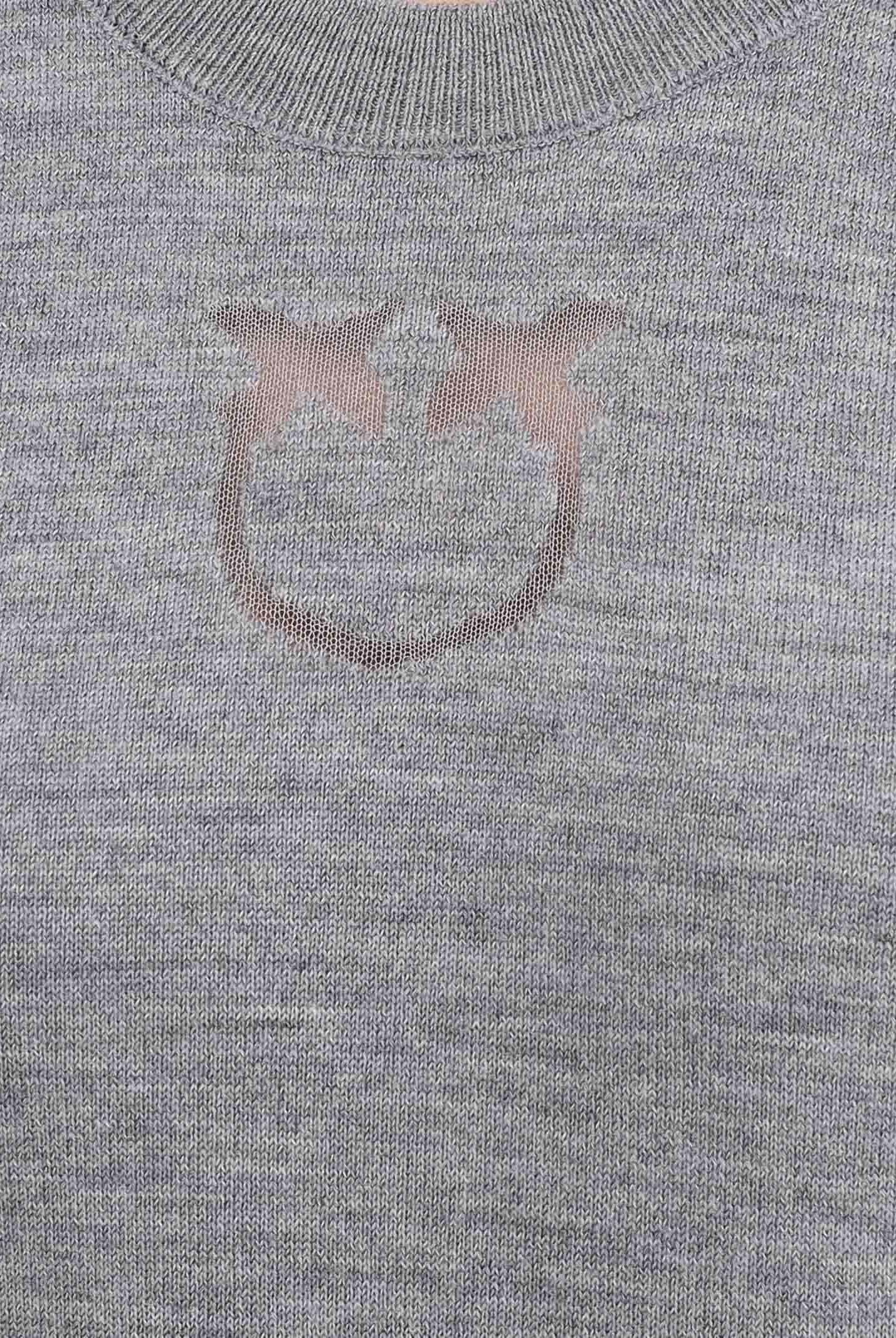 PINKO Maglioncino girocollo grigio da donna con logo Love Birds 105417A18M II2 PINKO