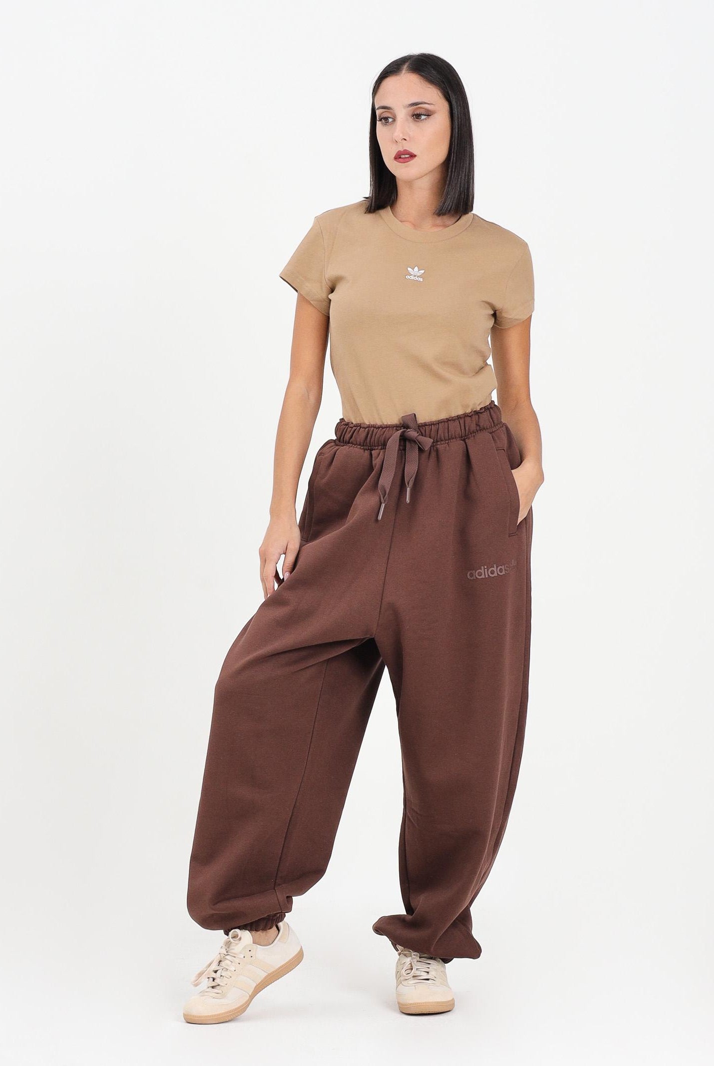 ADIDAS ORIGINALS Pantalone sportivo Essentials Linear Jogger Oversized marrone da donna JW0986 ADIDAS ORIGINALS