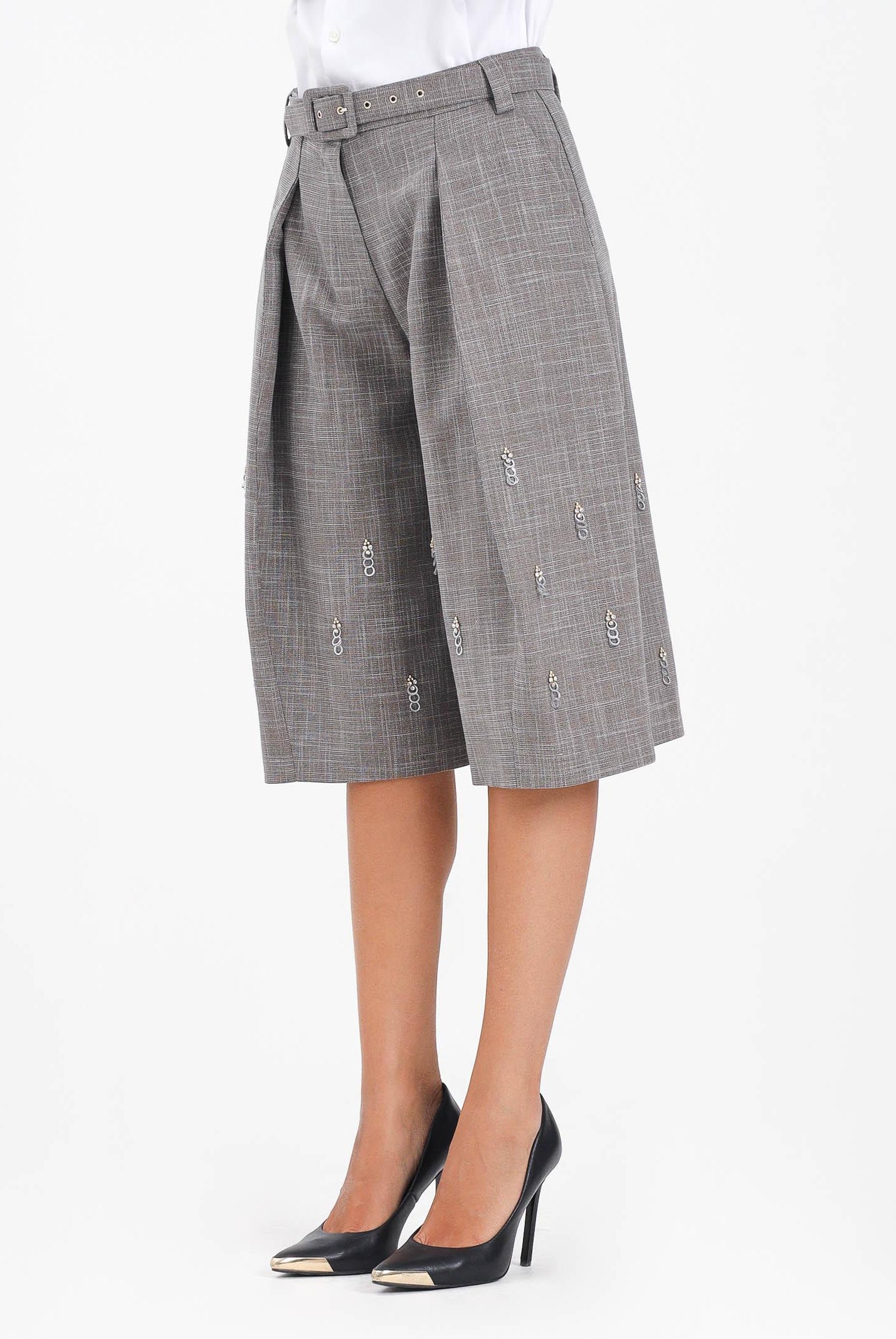 SIMONA CORSELLINI Bermuda grigio da donna con applicazioni metalliche A25CPPA01702-C00236 V0000 SIMONA CORSELLINI