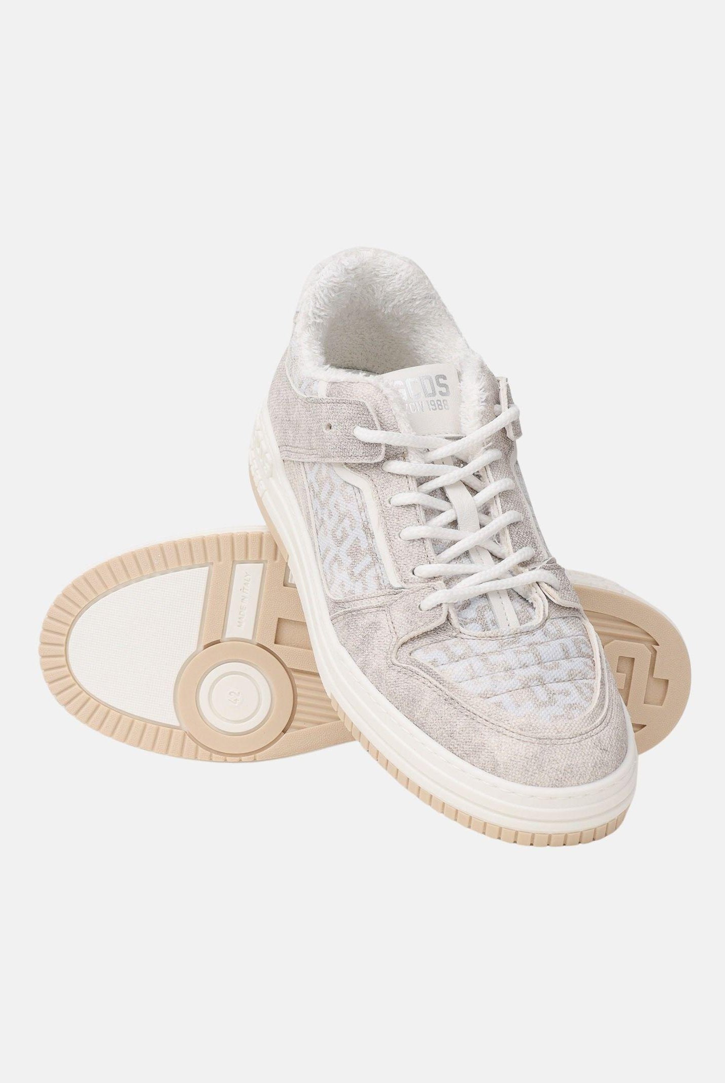 GCDS Sneakers beige da uomo con GCDS Monogram GCU1136 126 GCDS