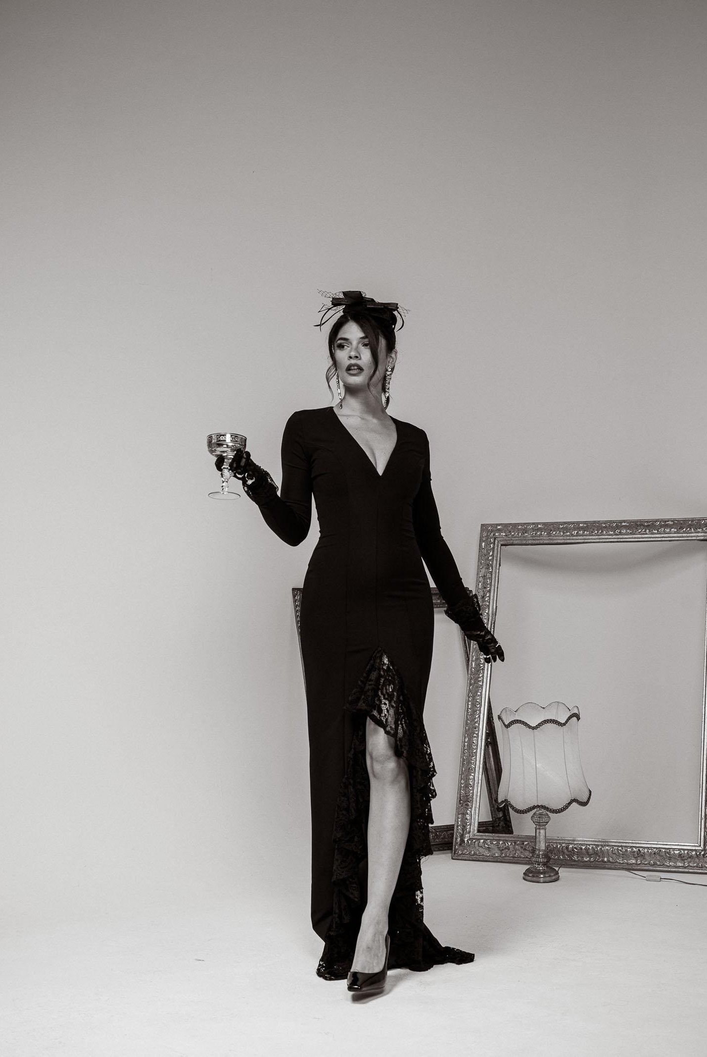 SANTAS Abito lungo ENCHANTÉE nero da donna PV2616 NE SANTAS