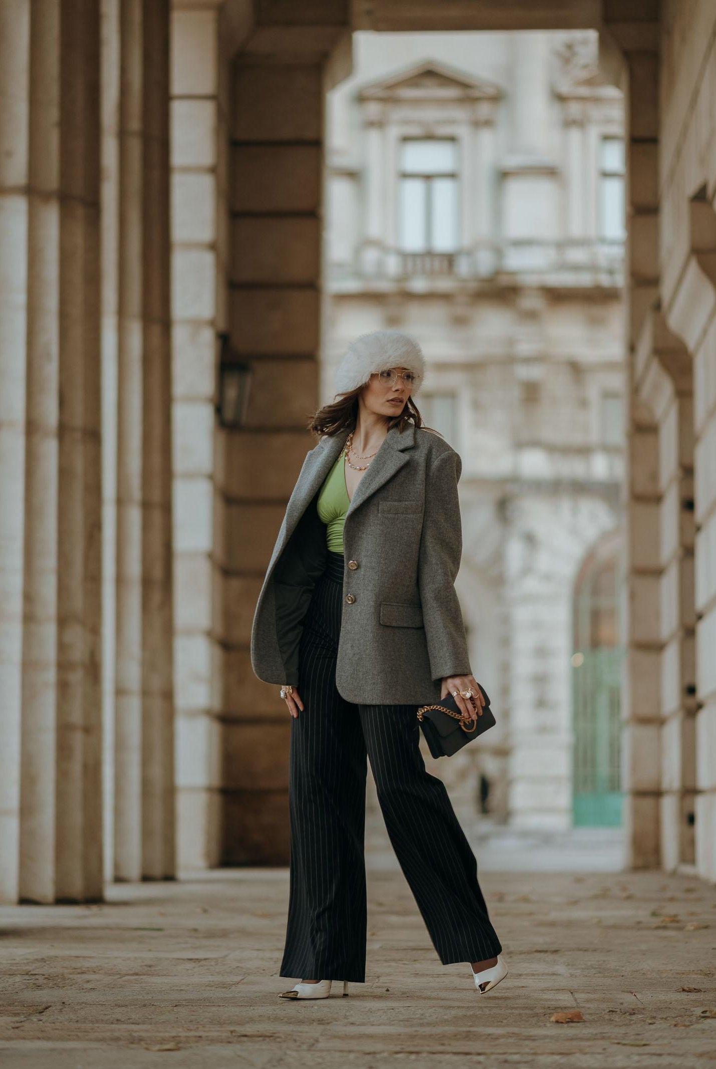 SANTAS Cappotto corto LUMIÈRE grigio da donna PV2620 GR SANTAS