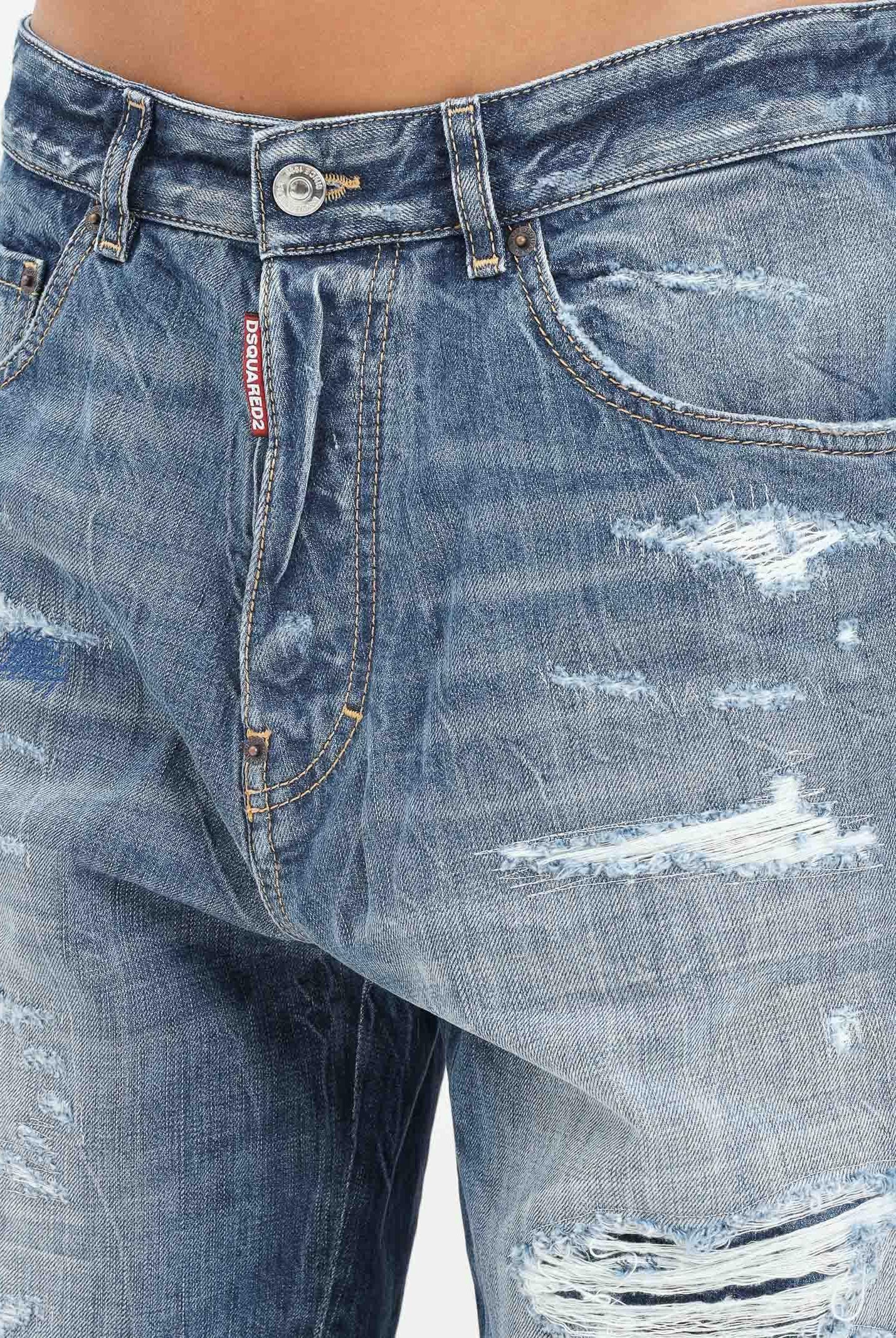 DSQUARED2 Jeans in denim chiaro per donna, ragazzi e bambini con dettagli destroyed DQ3082D0AEN DQ01 DSQUARED2