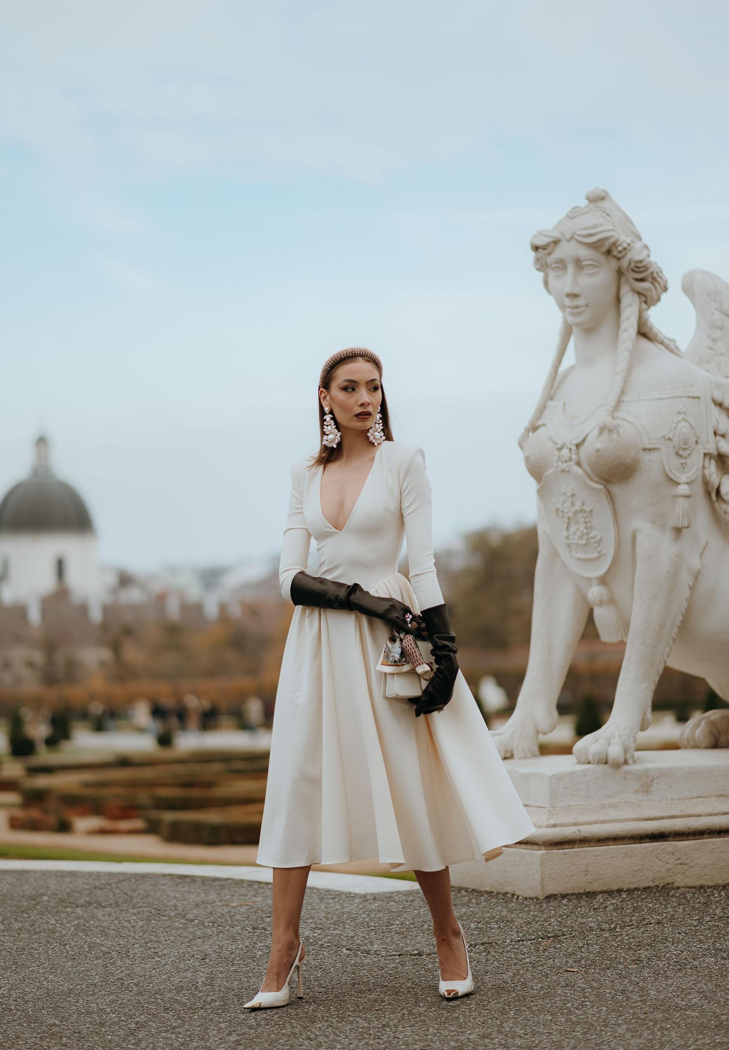 SANTAS Abito midi DOUCEUR avorio da donna PV2603 PA SANTAS