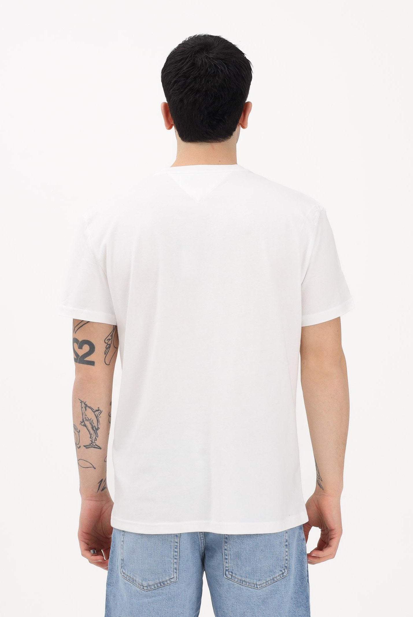 TOMMY JEANS T-shirt a manica corta panna da uomo con banda logo frontale DM0DM22539 YBL TOMMY JEANS