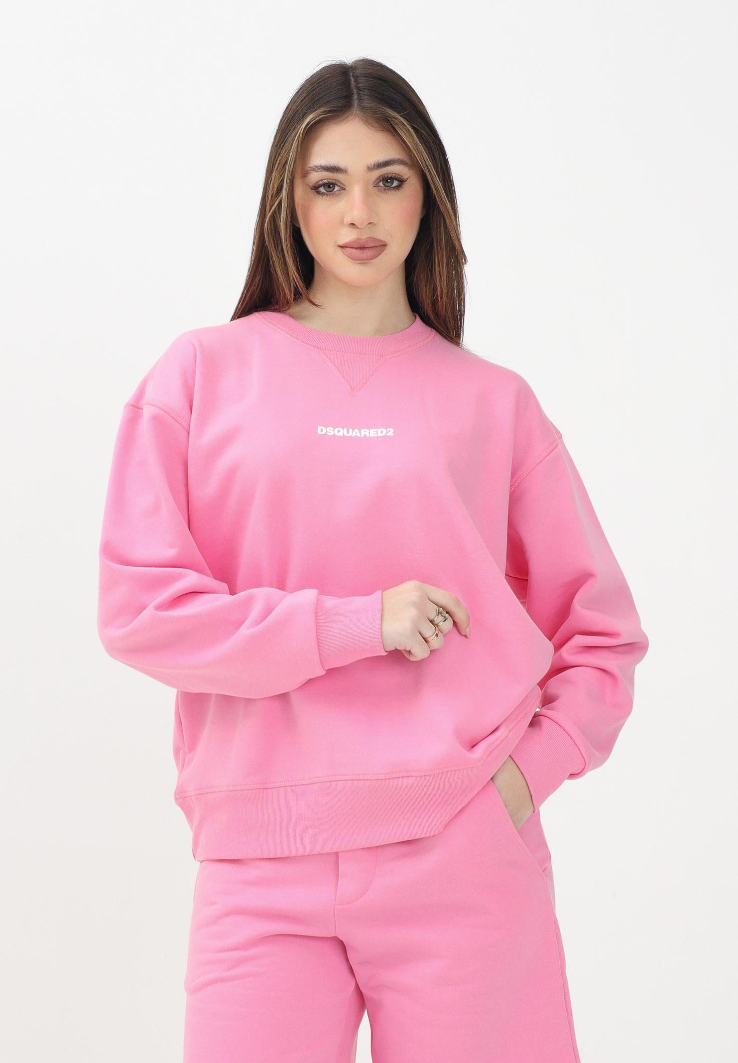 DSQUARED2 Felpa girocollo rosa per donna, ragazze e bambine con stampa logo DQ2739D0094 DQ321 DSQUARED2