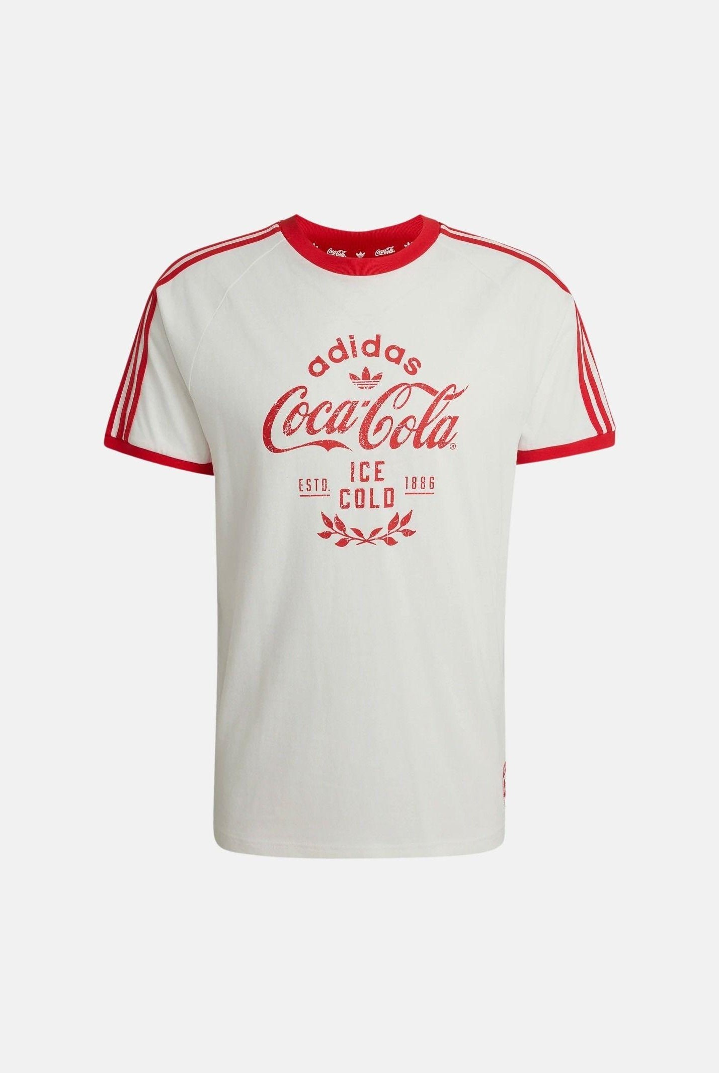 ADIDAS ORIGINALS T-shirt Coca-Cola Classic Sport Cali Off White bianco e rosso da uomo KY2114 . ADIDAS ORIGINALS