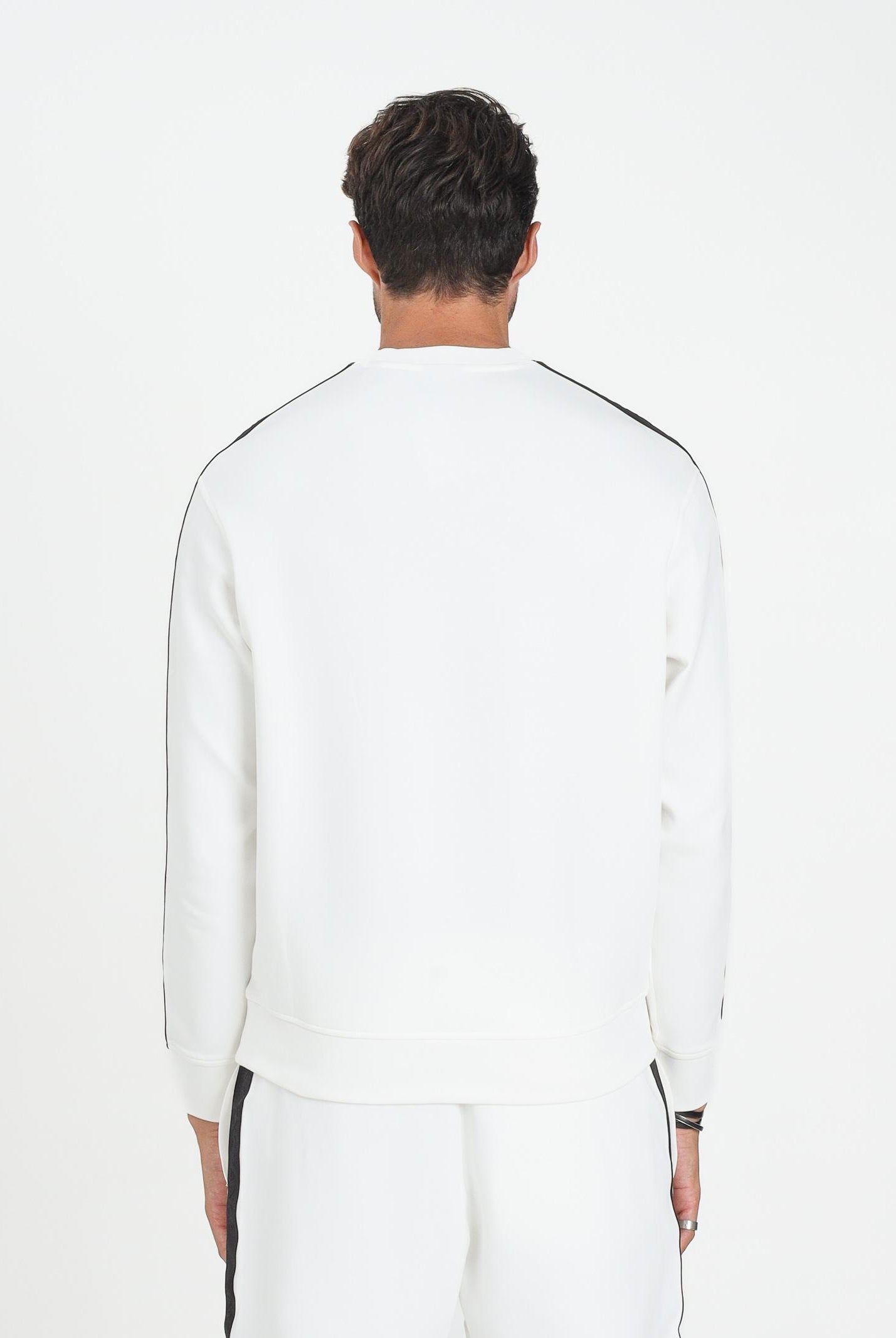 ARMANI EXCHANGE Felpa girocollo bianca da uomo impreziosita da bande laterali logate XM001296AF10818 U0009 ARMANI EXCHANGE
