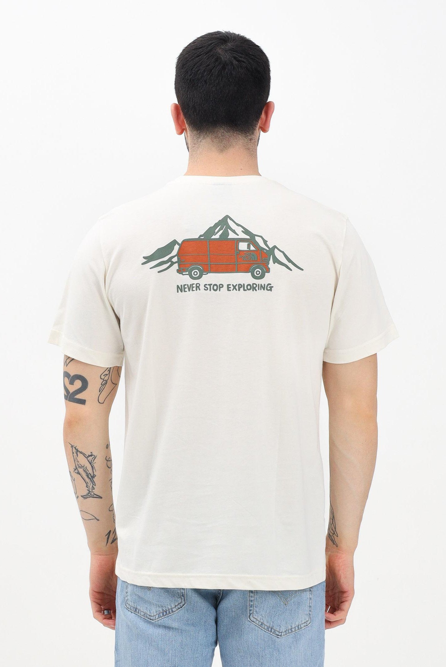THE NORTH FACE T-shirt a manica corta Outdoor Graphic beige da uomo NF0A8C1ZQLI1 . THE NORTH FACE