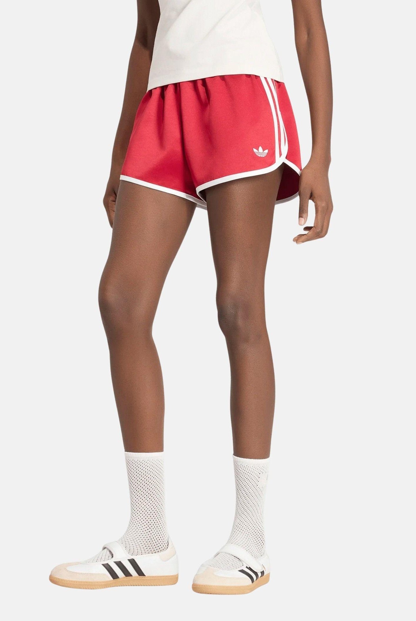 ADIDAS ORIGINALS short Satin 3S Sprinter Short Team Victory Red rosso e bianco da donna KS9850 . ADIDAS ORIGINALS