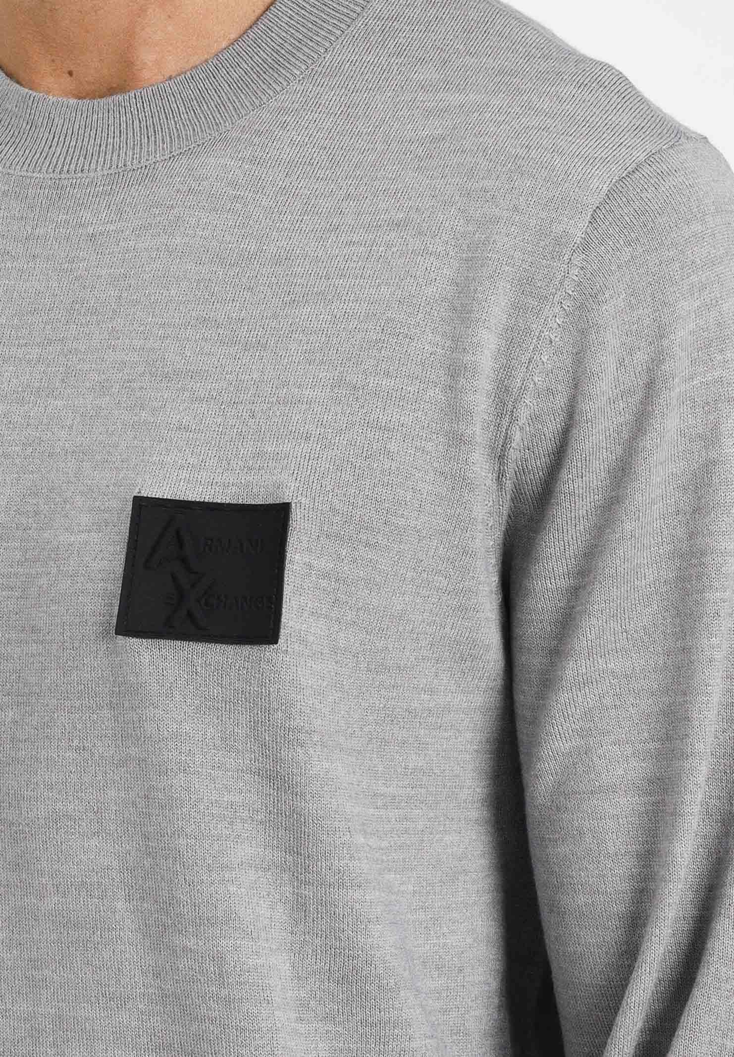 ARMANI EXCHANGE Maglioncino girocollo grigio da uomo con patch logo XM001329AF11982 O8005 ARMANI EXCHANGE