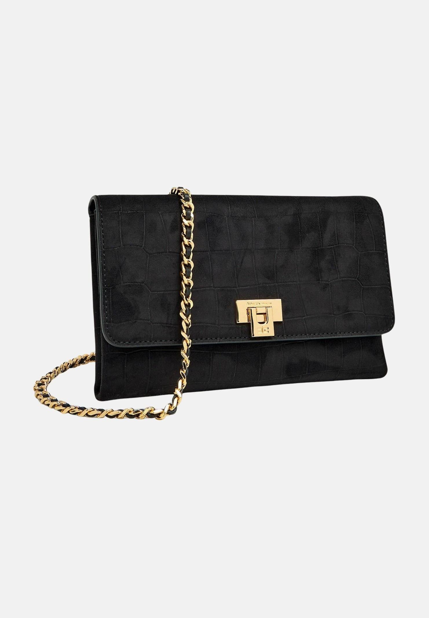 ELISABETTA FRANCHI Pochette nera da donna realizzata in suede BS64A61E2 110 ELISABETTA FRANCHI